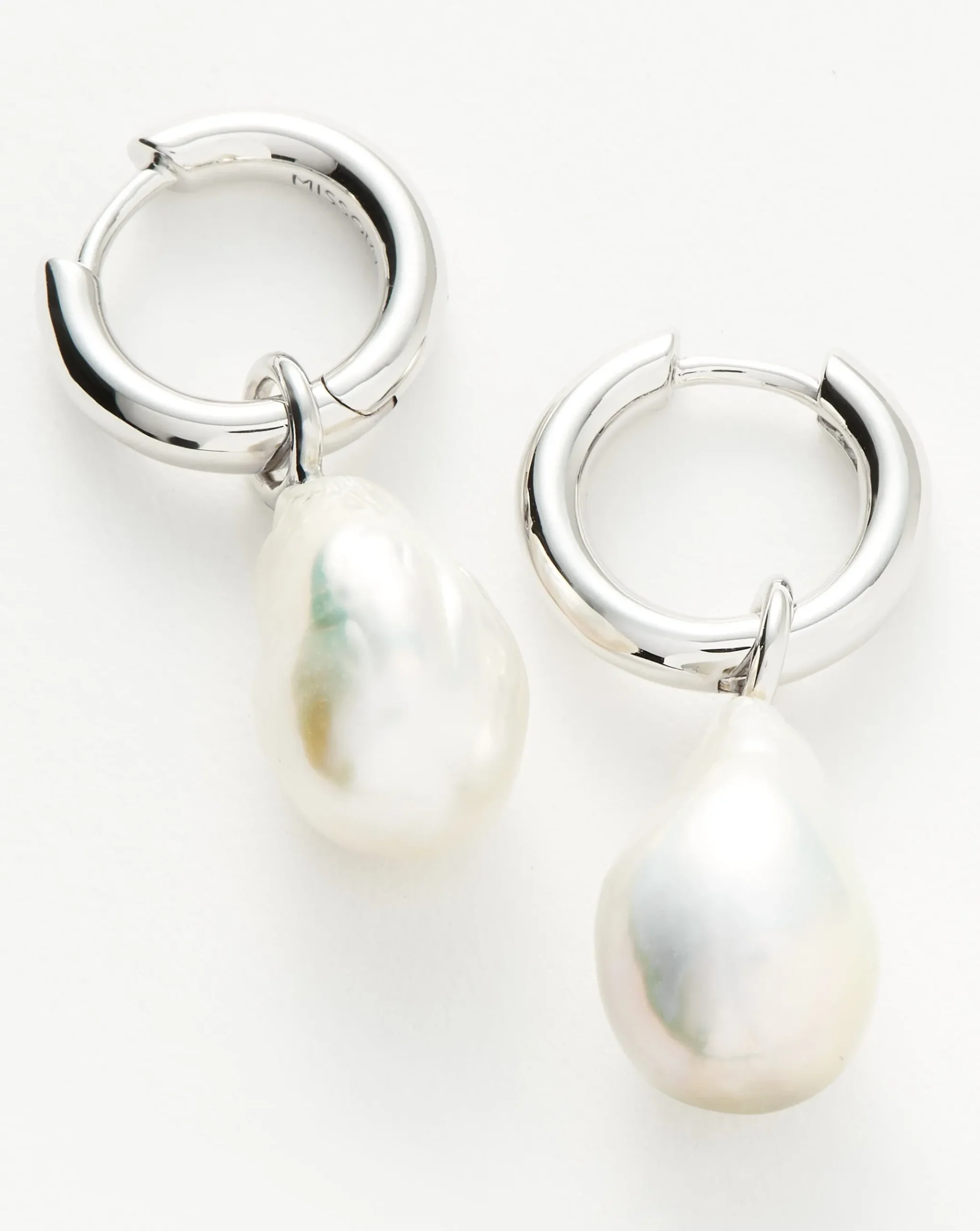 Baroque Pearl Drop Tunnel Mini Hoop Earrings