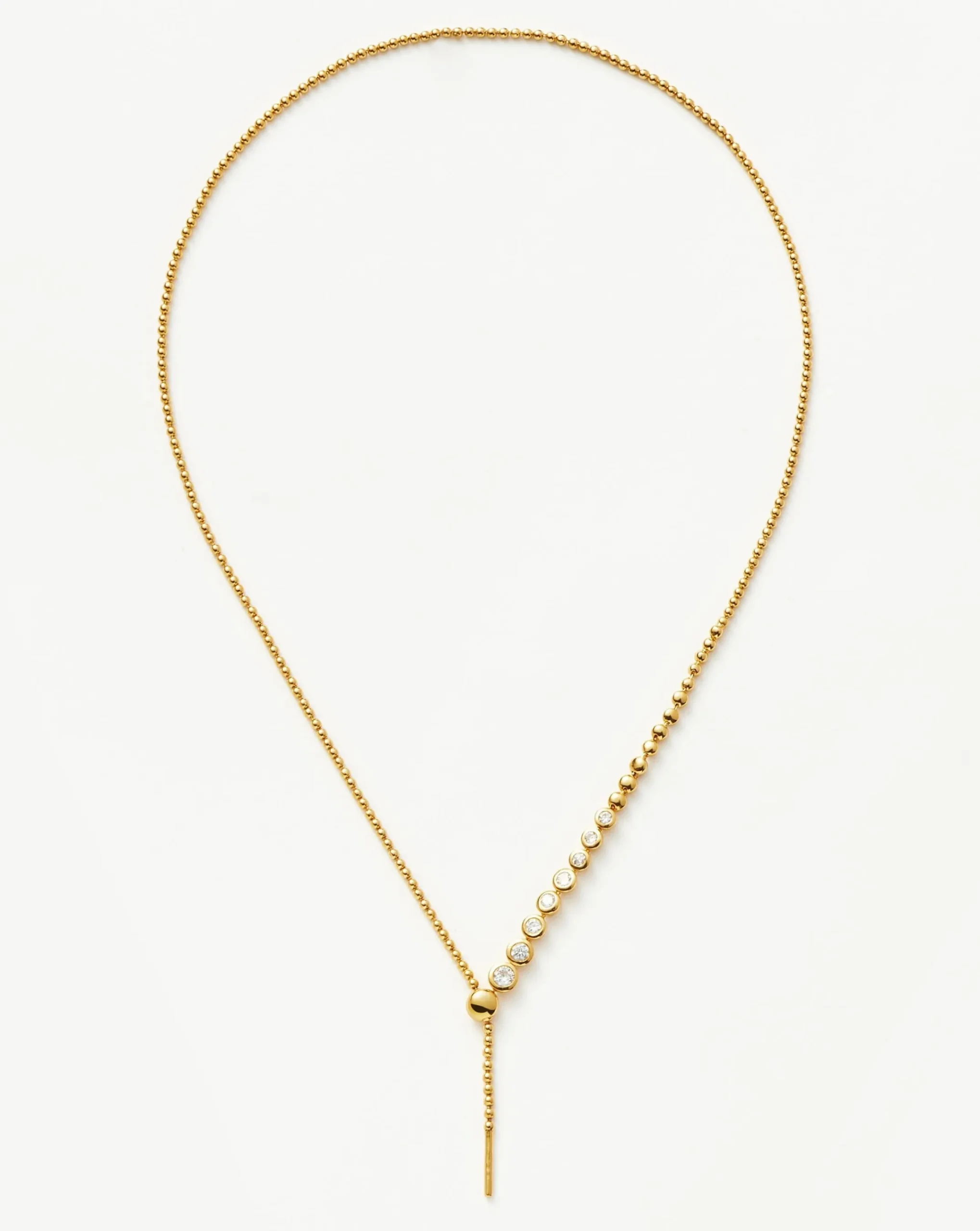 Beaded Stone Slider Lariat Necklace