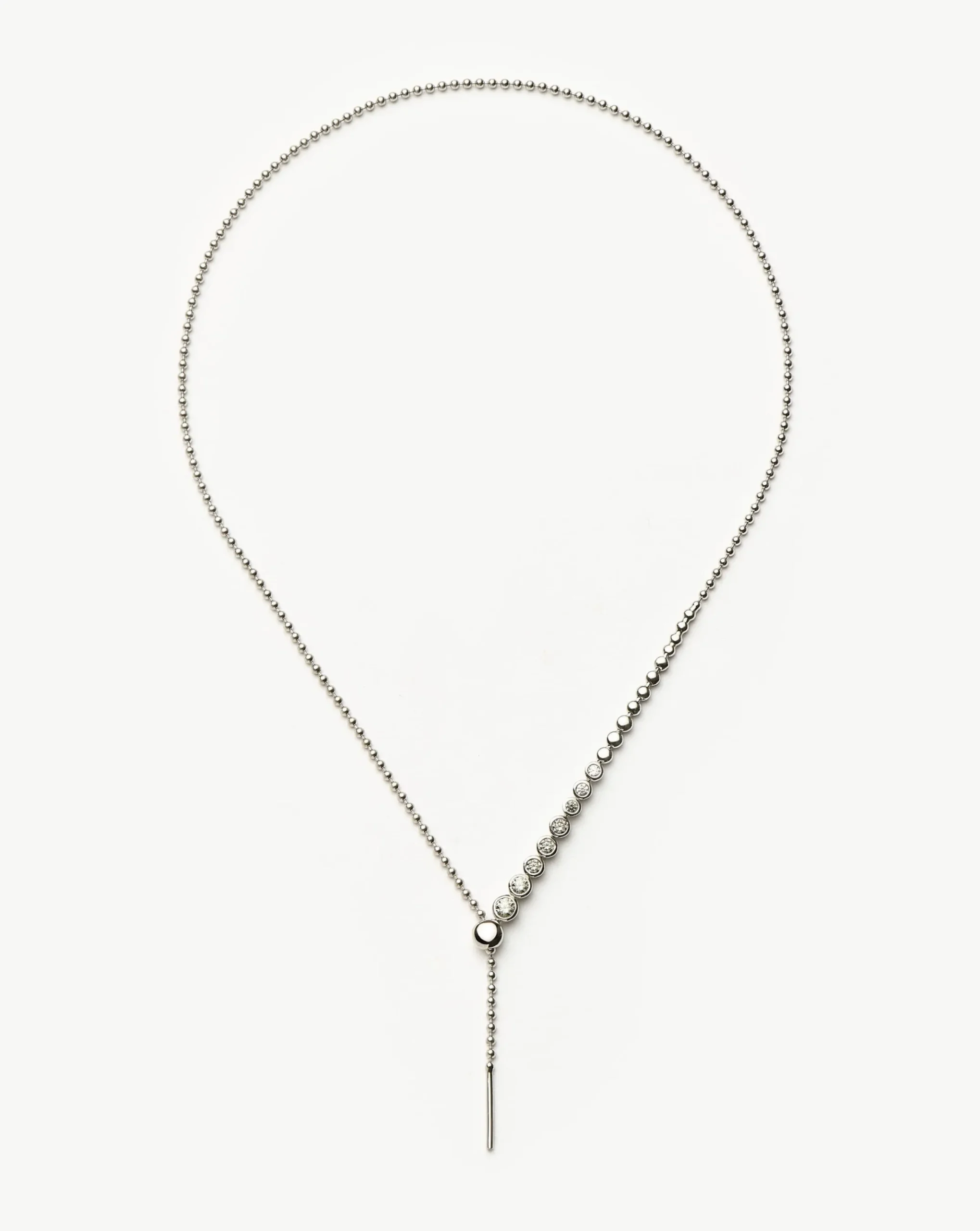 Beaded Stone Slider Lariat Necklace