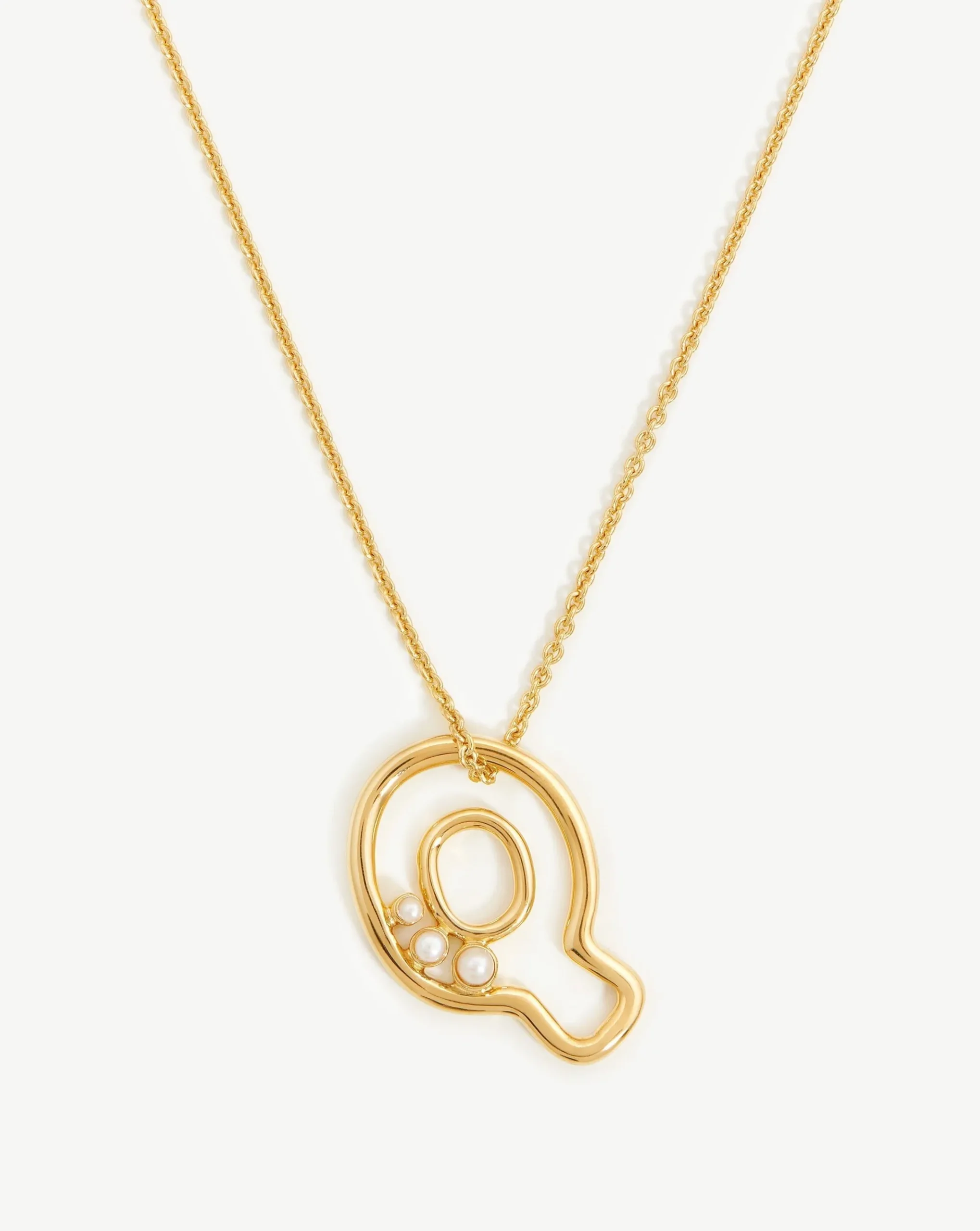 Chubby Pearl Initial Pendant Necklace - Initial Q