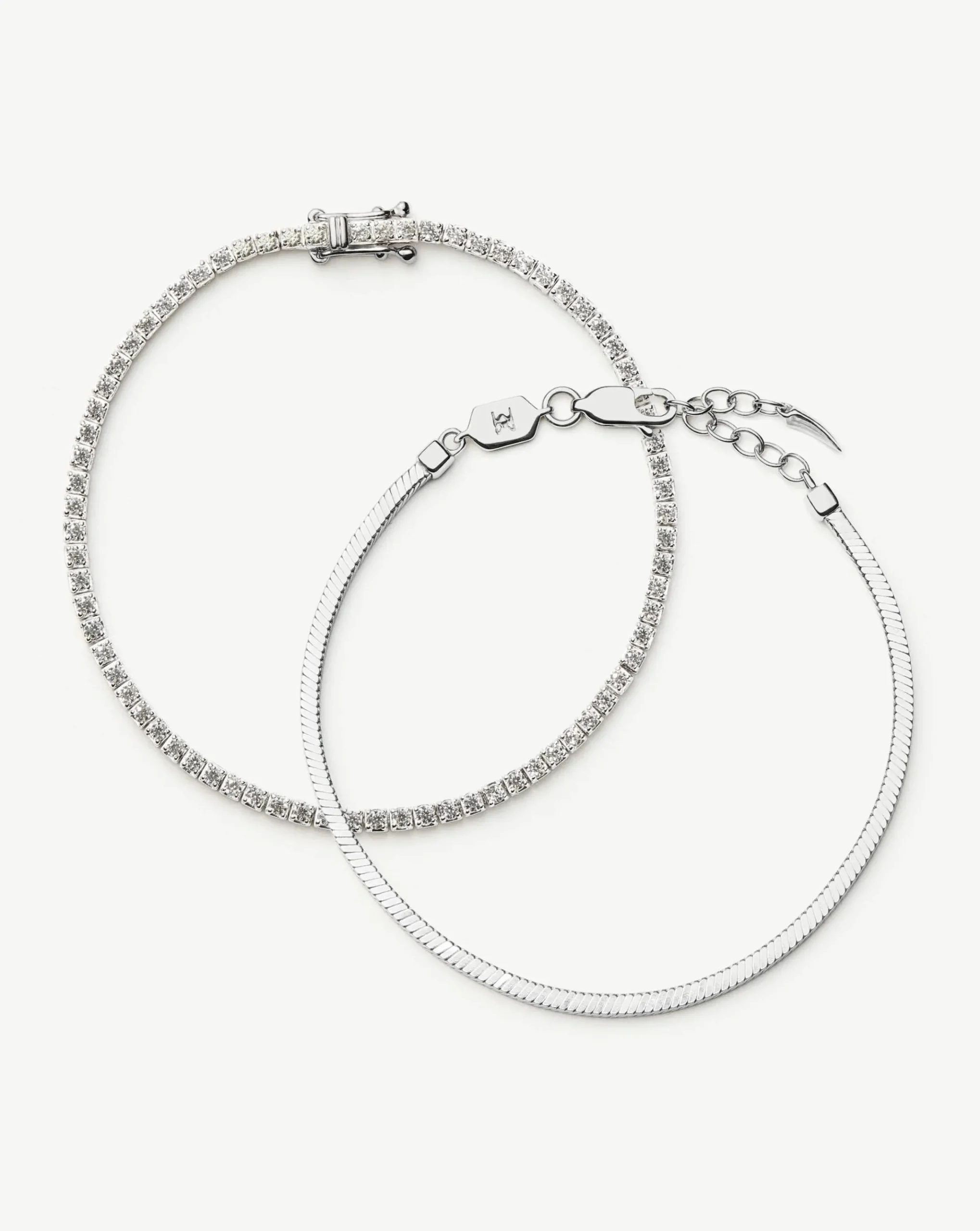 Classic Tennis & Snake Chain Bracelet Set