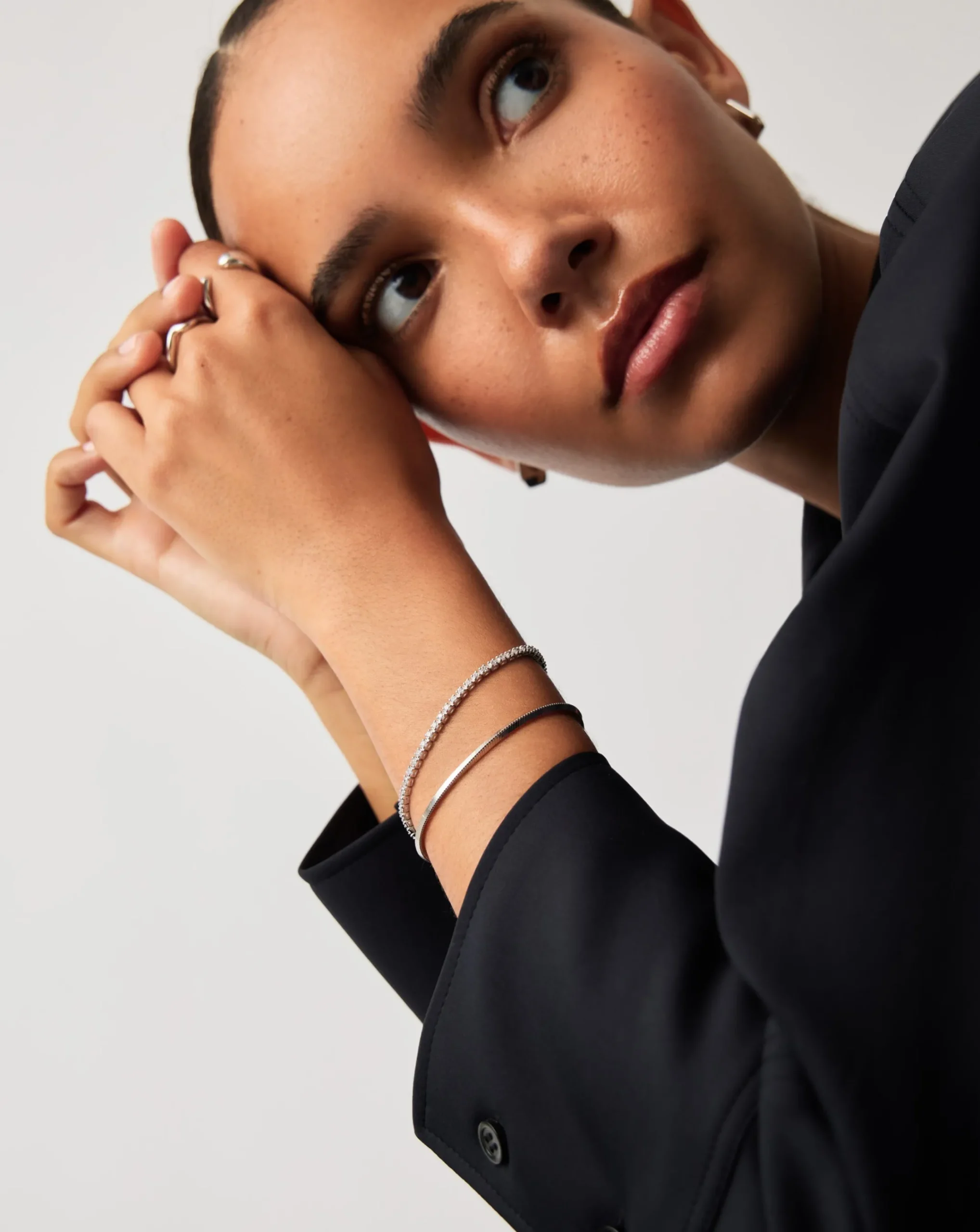 Classic Tennis & Snake Chain Bracelet Set