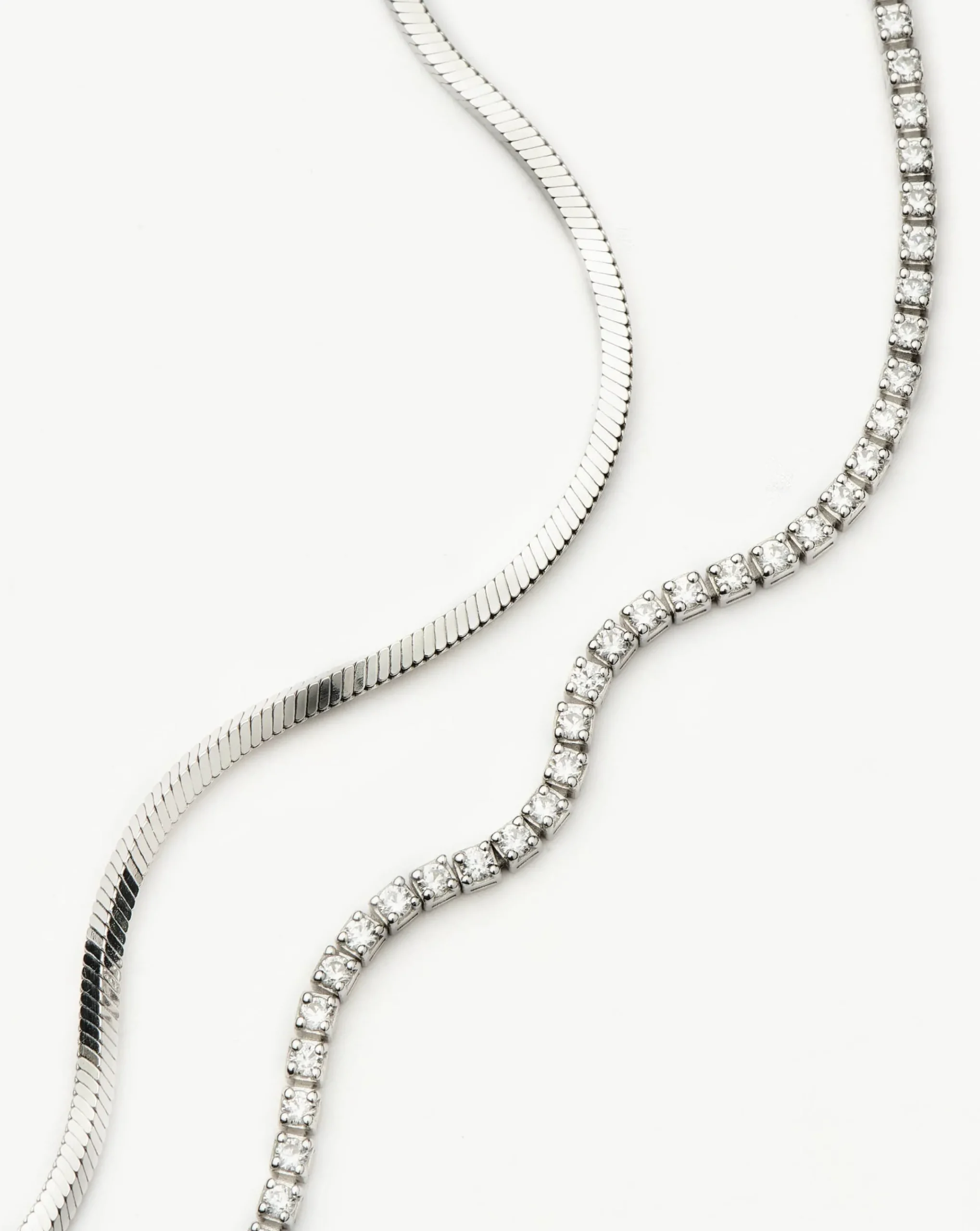 Classic Tennis & Snake Chain Bracelet Set