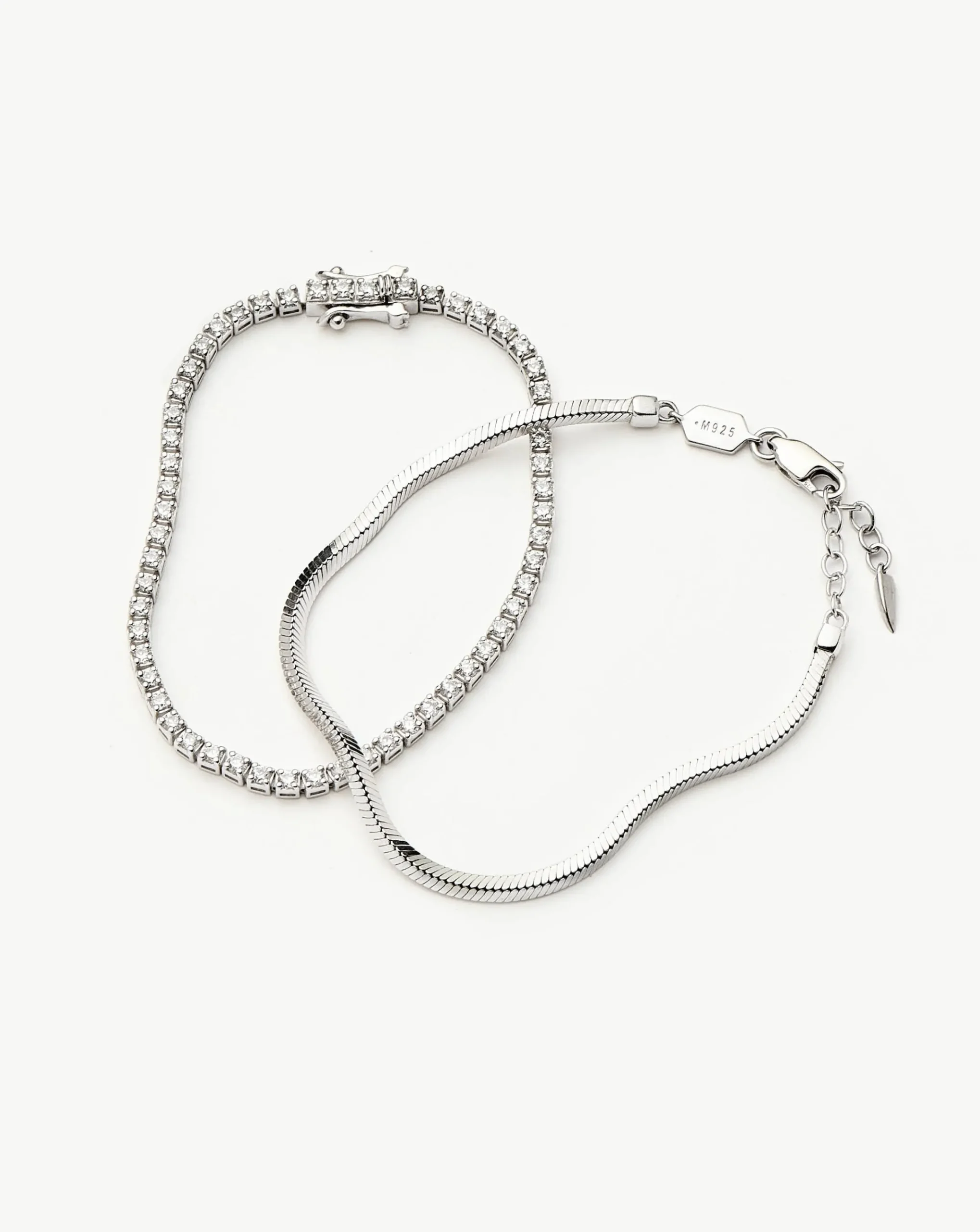 Classic Tennis & Snake Chain Bracelet Set