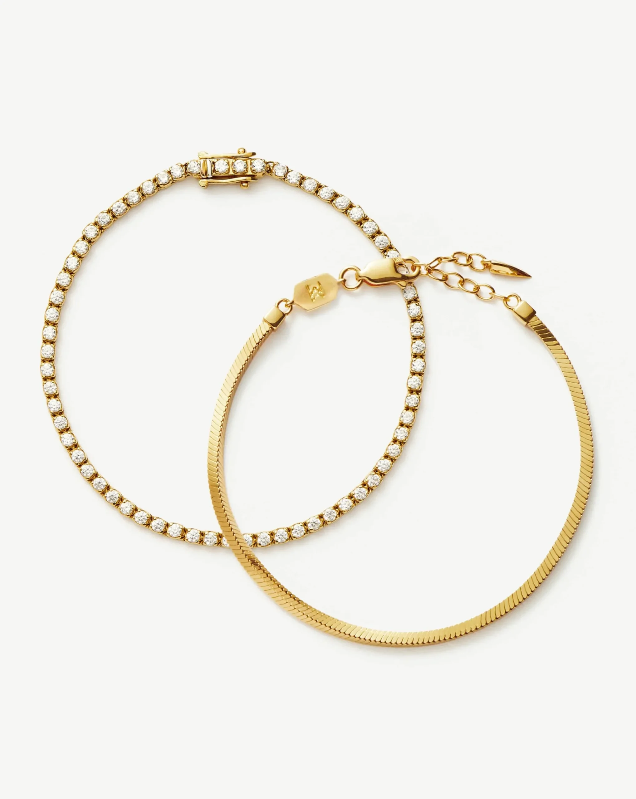Classic Tennis & Snake Chain Bracelet Set
