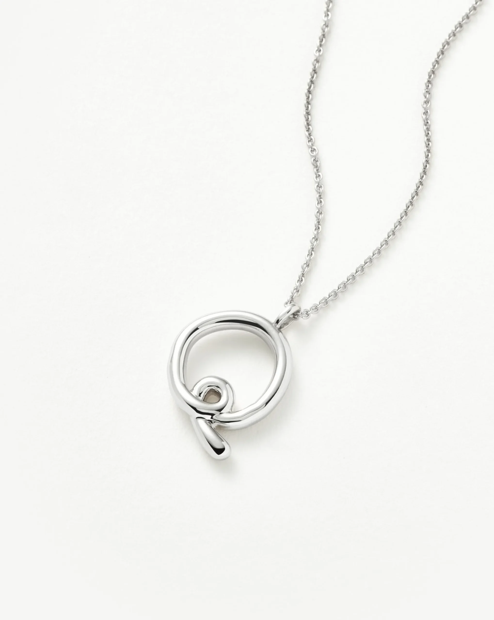 Curly Molten Initial Pendant Necklace - Initial Q