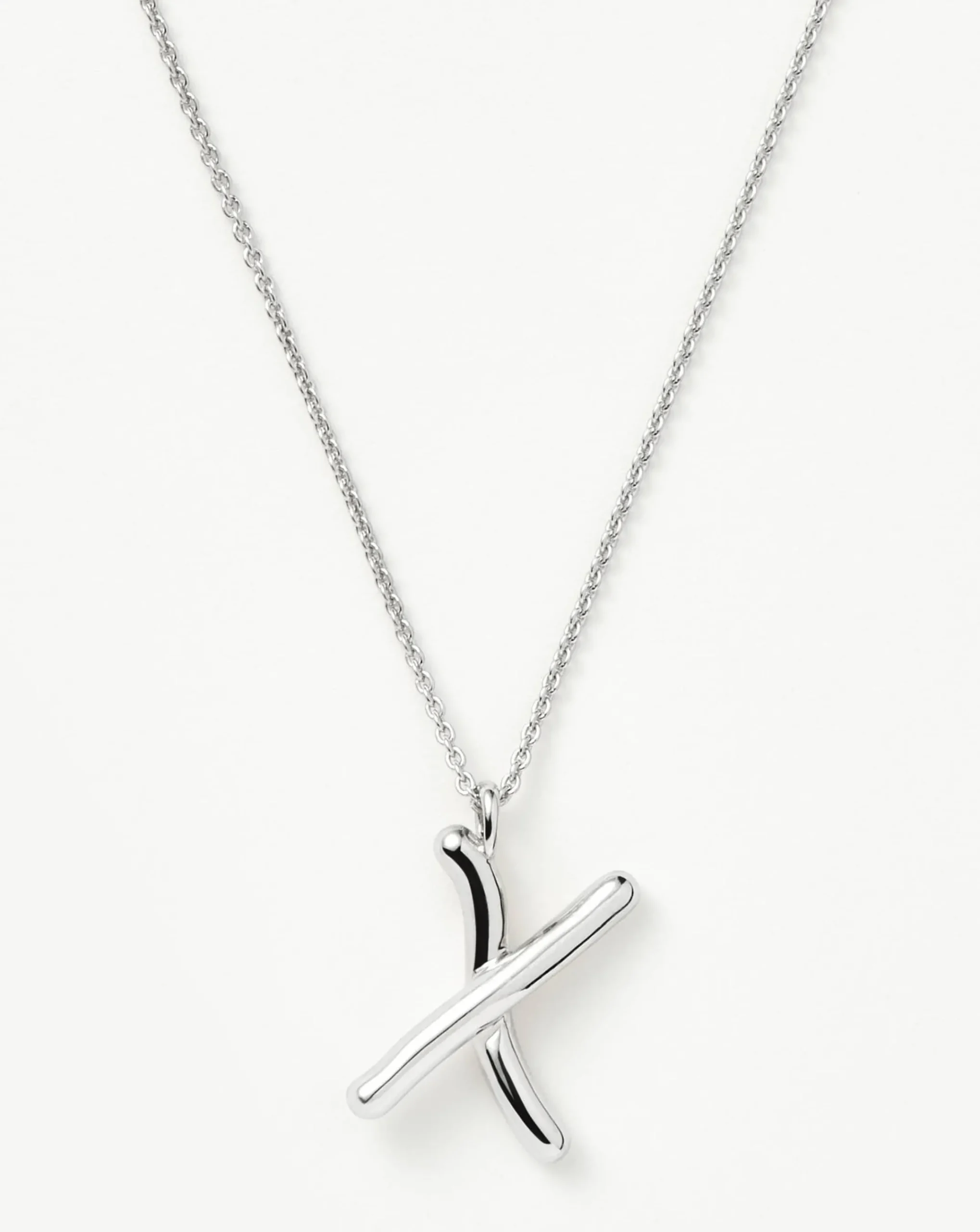 Curly Molten Initial Pendant Necklace - Initial X