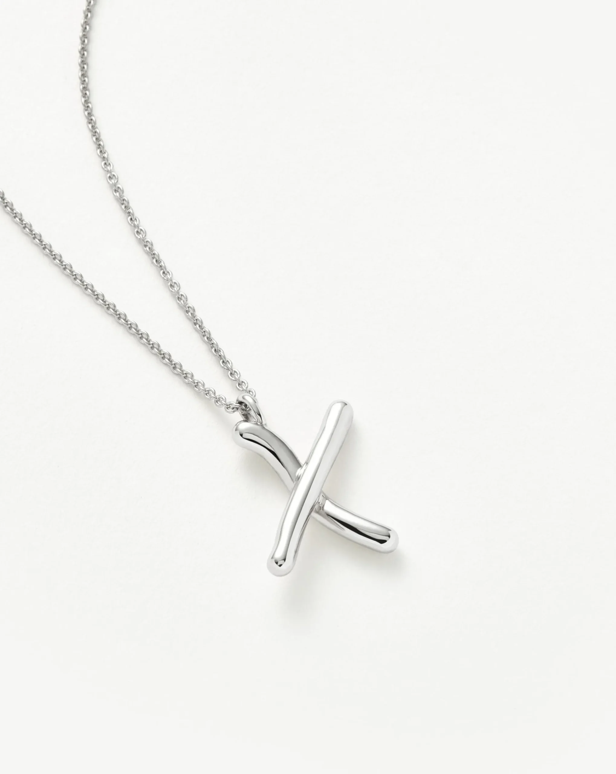 Curly Molten Initial Pendant Necklace - Initial X