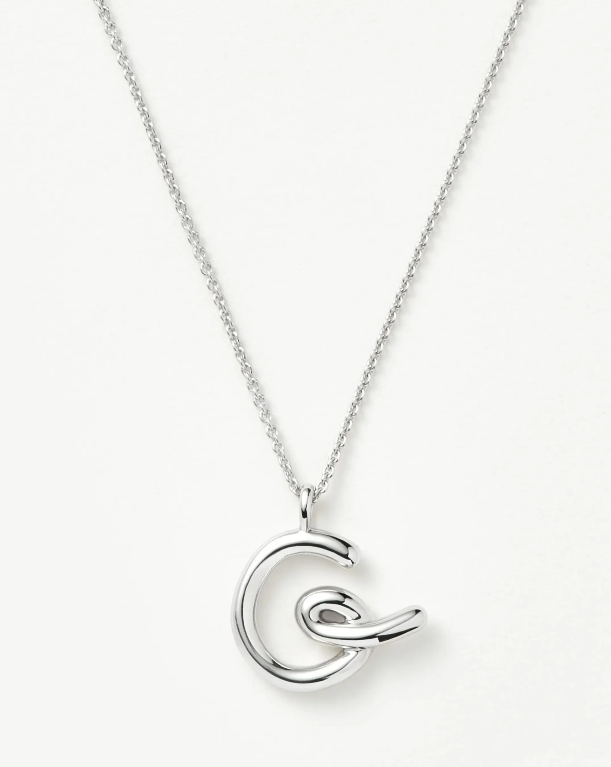 Curly Molten Initial Pendant Necklace - Initial G