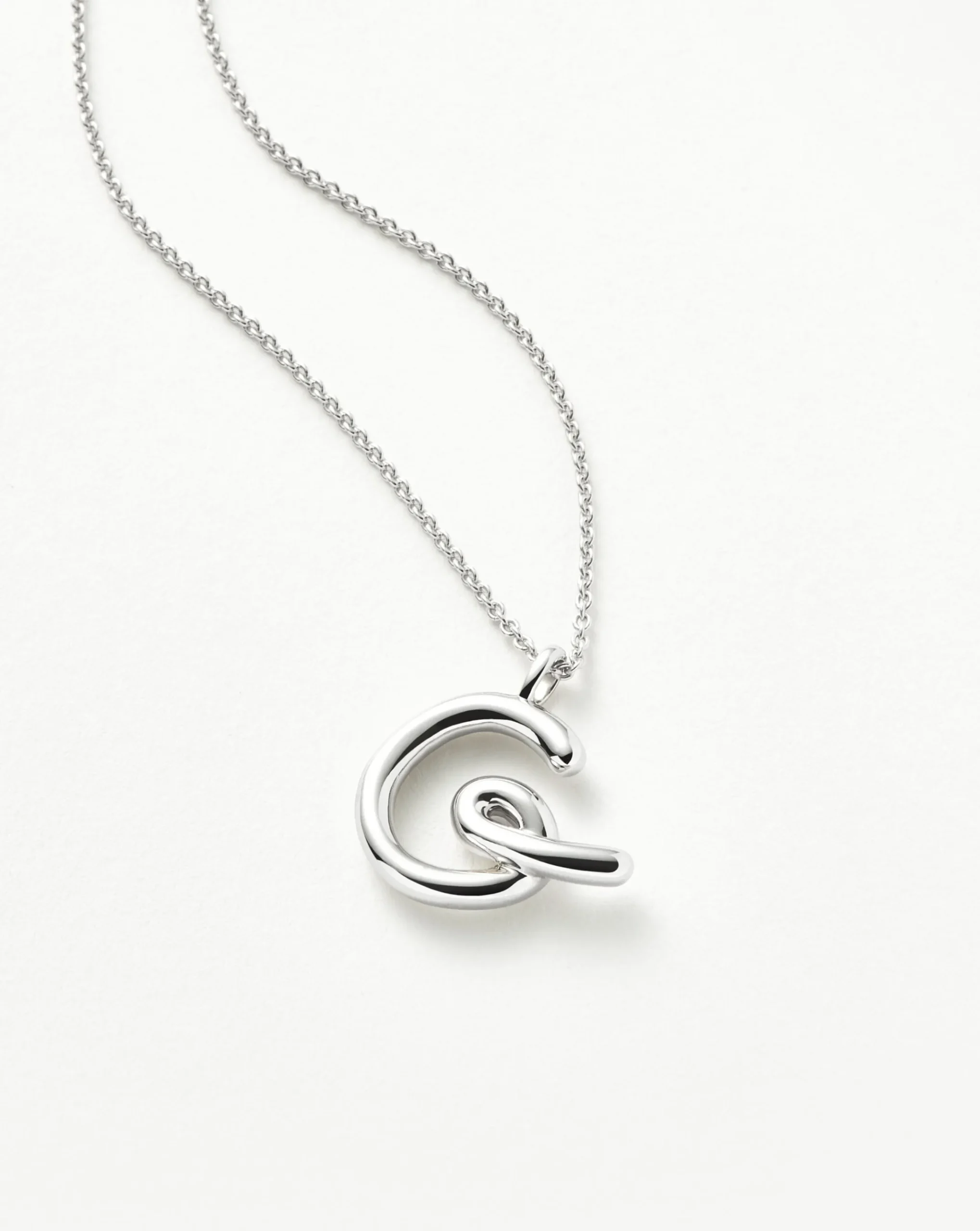 Curly Molten Initial Pendant Necklace - Initial G