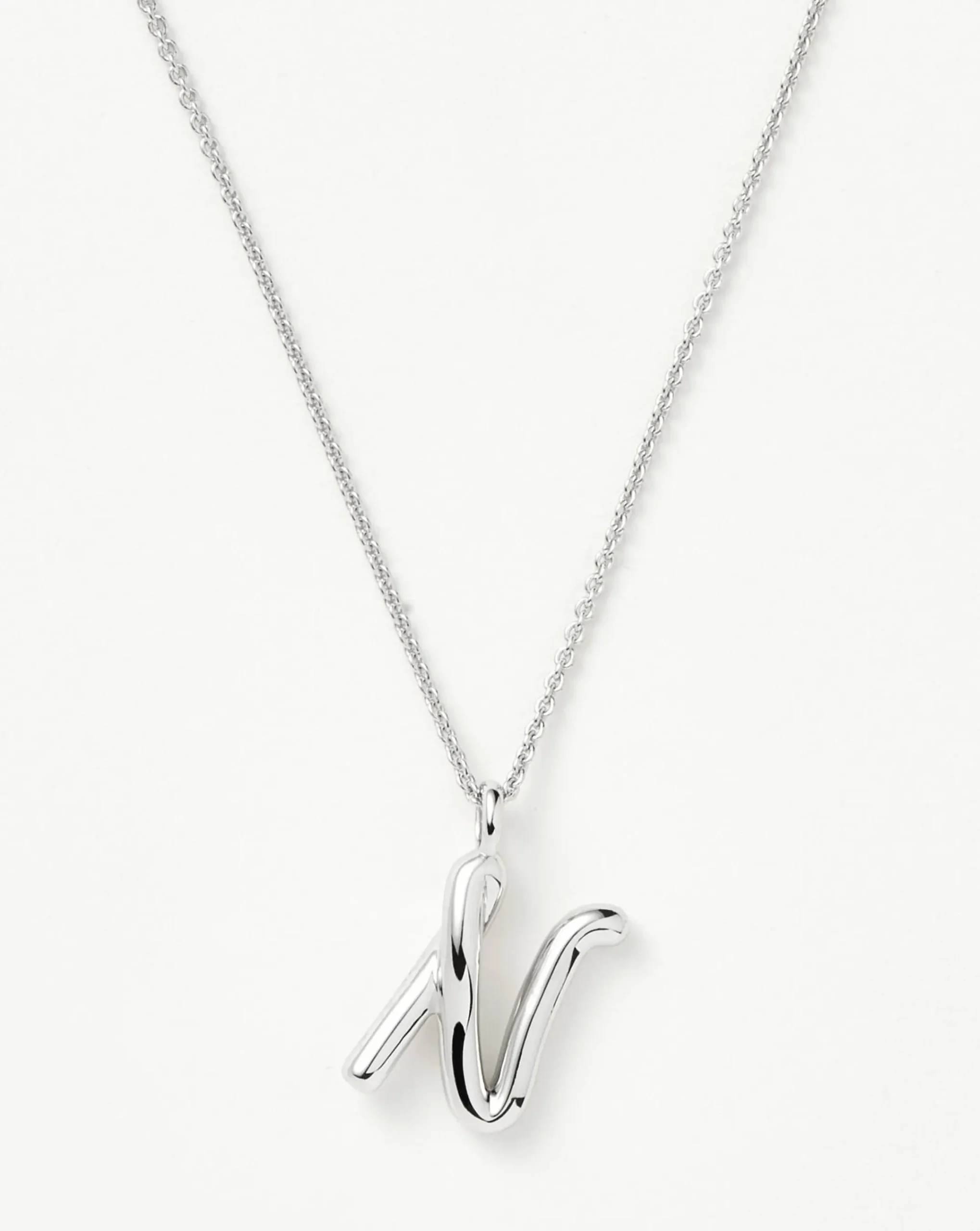 Curly Molten Initial Pendant Necklace - Initial N