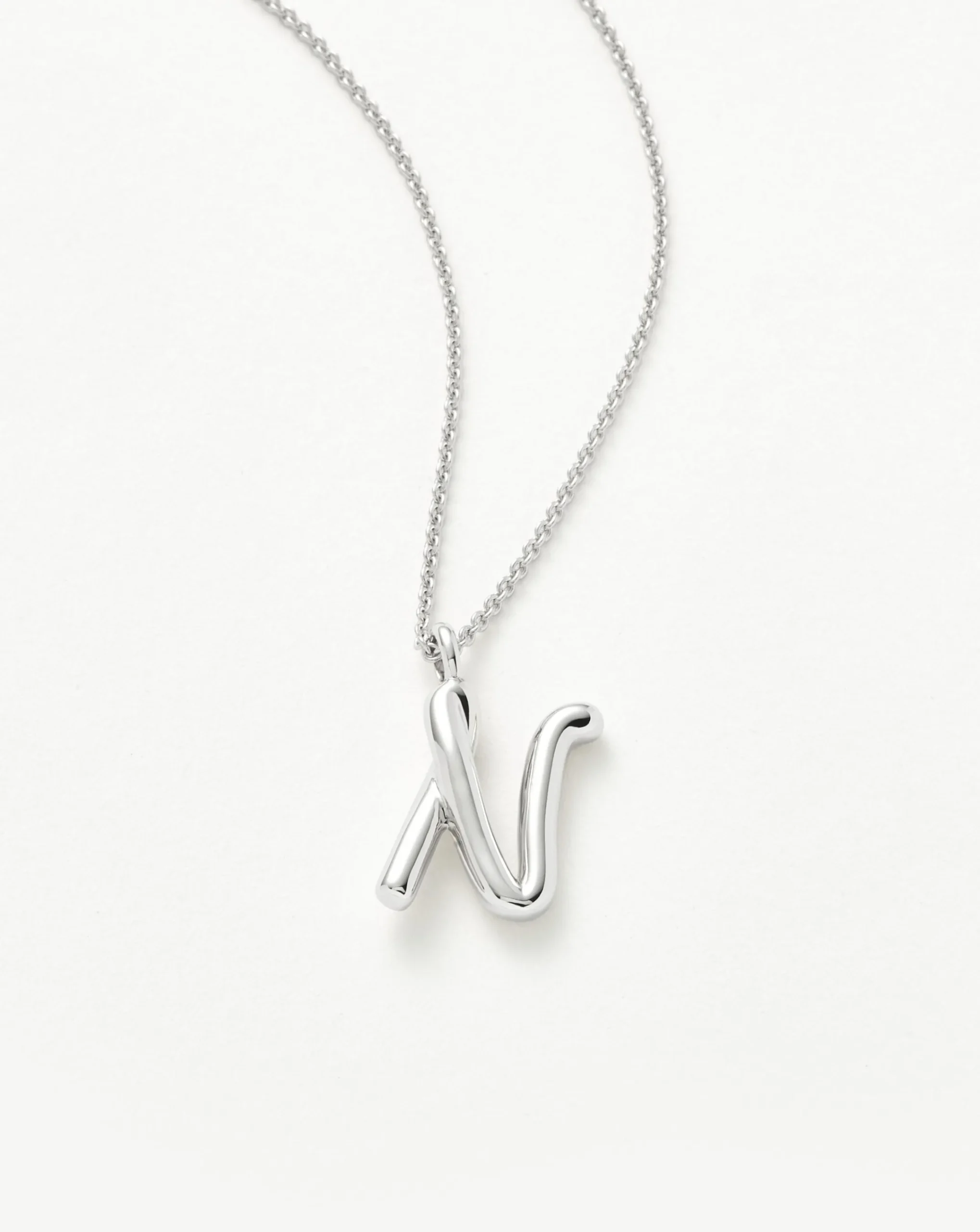 Curly Molten Initial Pendant Necklace - Initial N