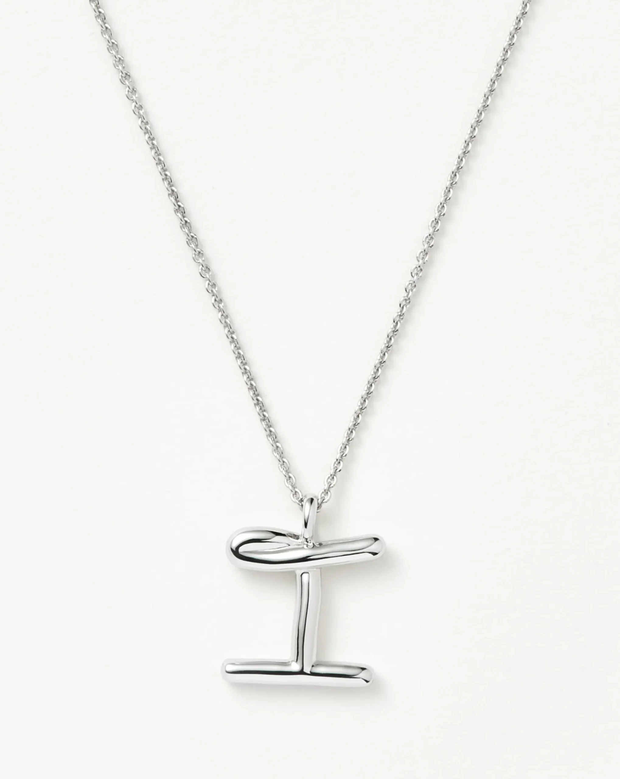 Curly Molten Initial Pendant Necklace - Initial I