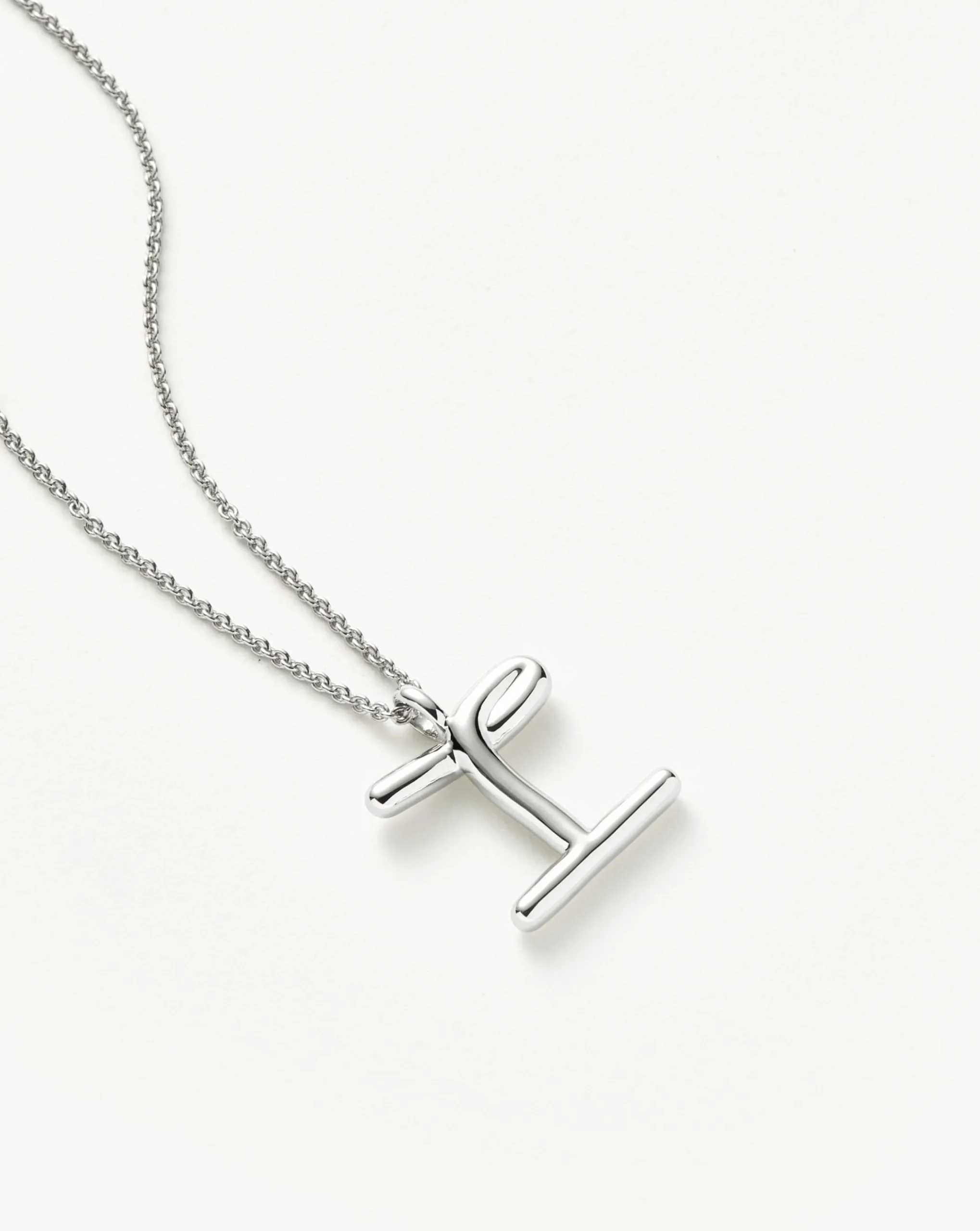 Curly Molten Initial Pendant Necklace - Initial I