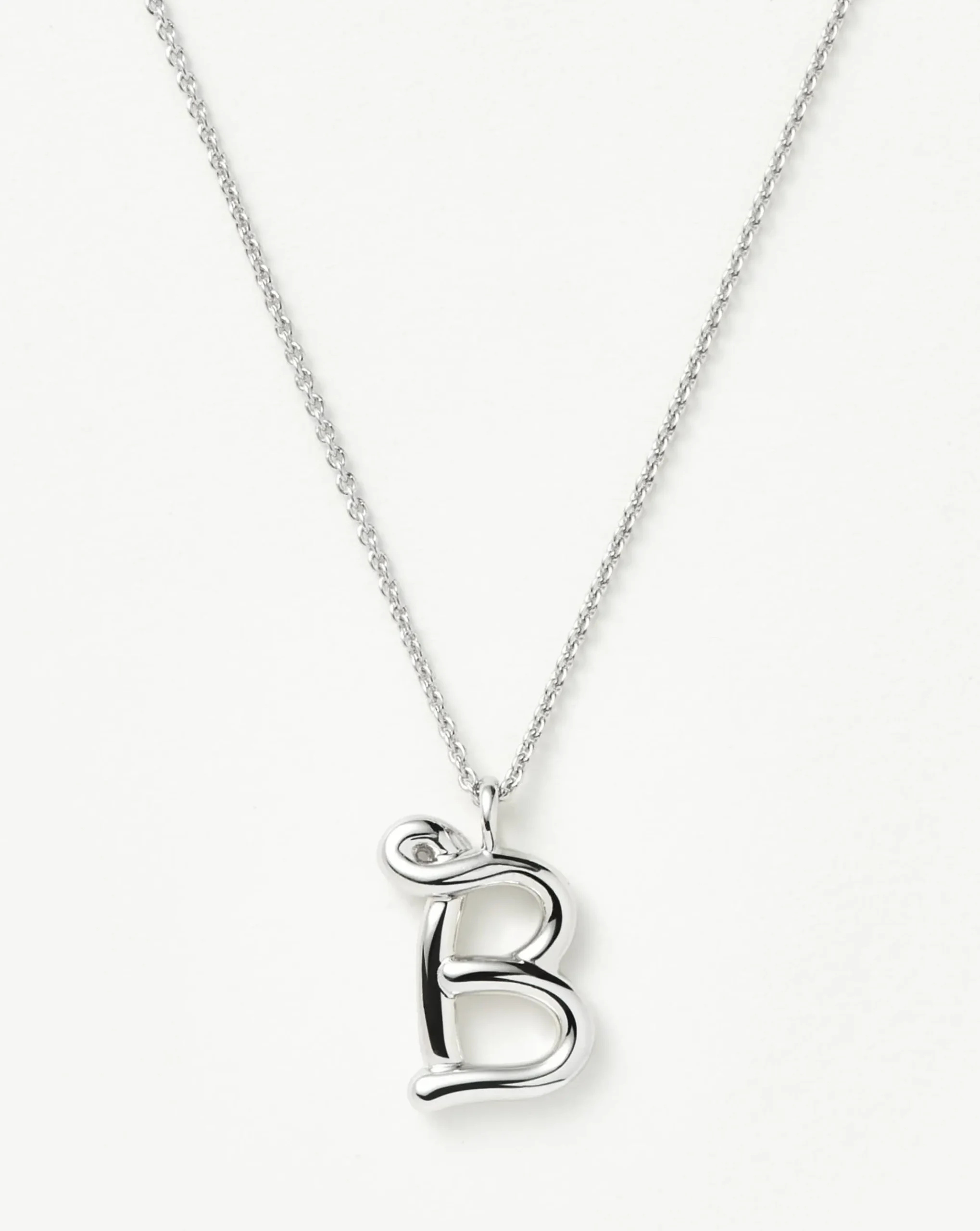 Curly Molten Initial Pendant Necklace - Initial B