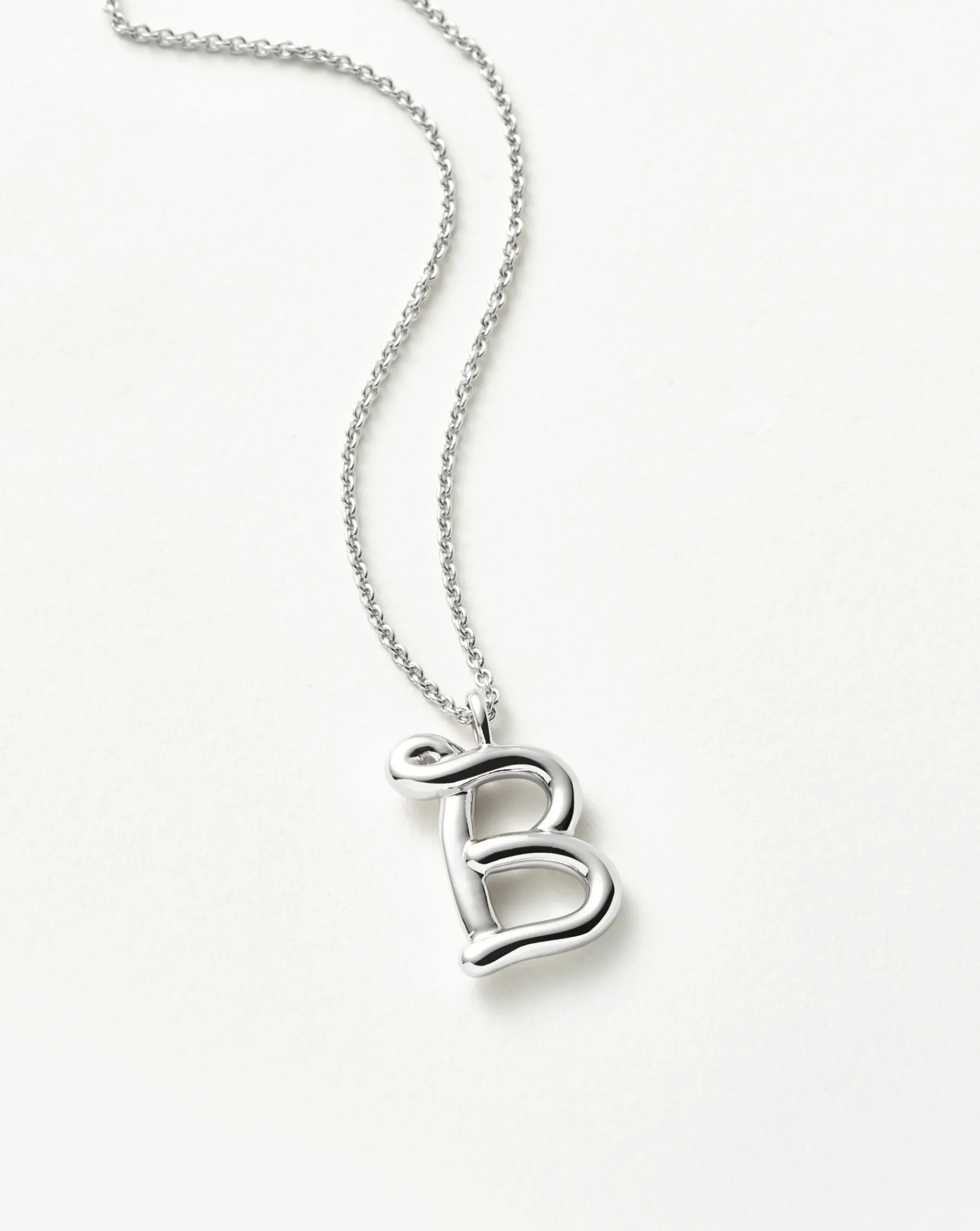 Curly Molten Initial Pendant Necklace - Initial B