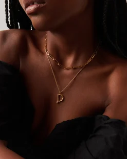 Curly Molten Initial Pendant Necklace - Initial D