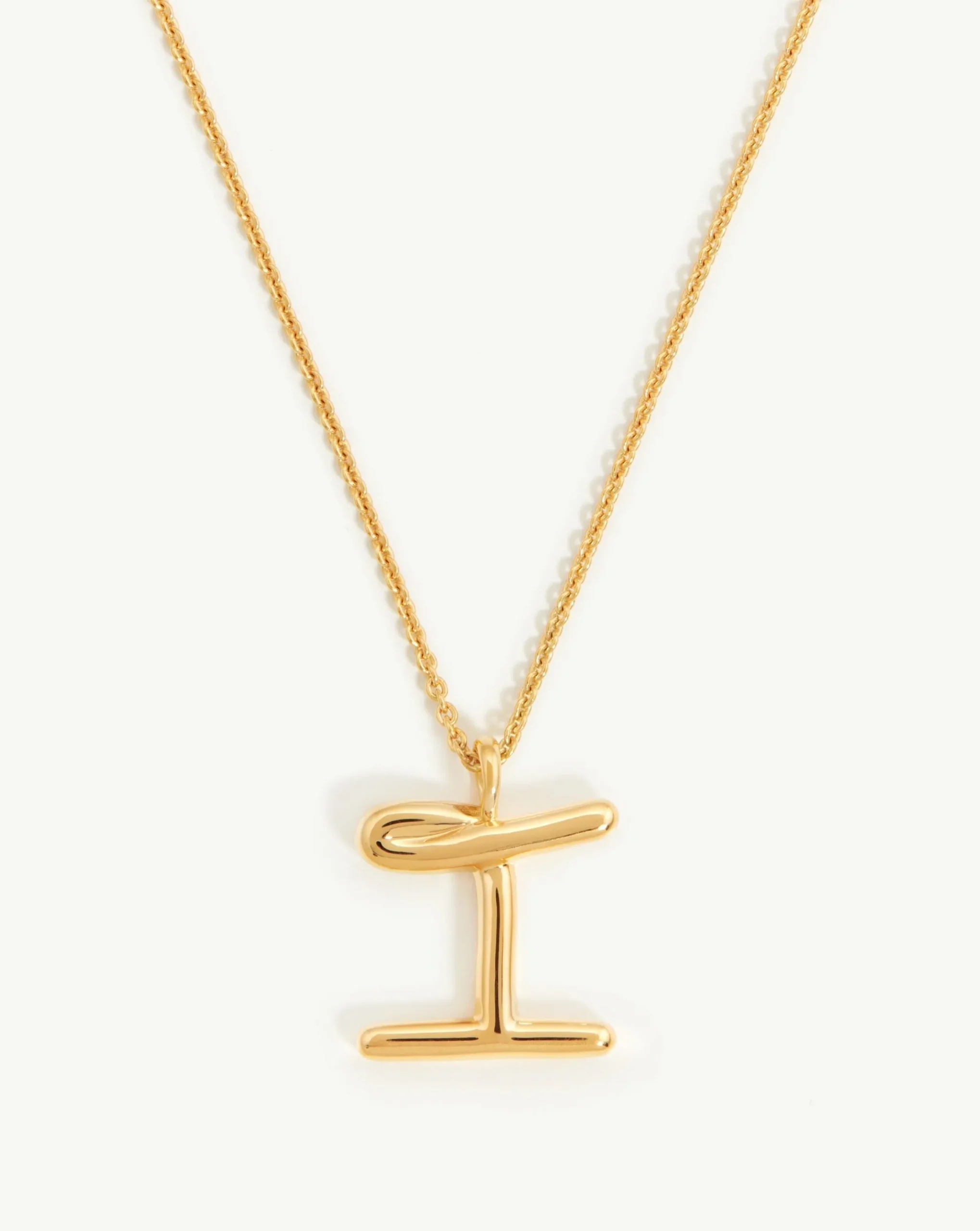 Curly Molten Initial Pendant Necklace - Initial I