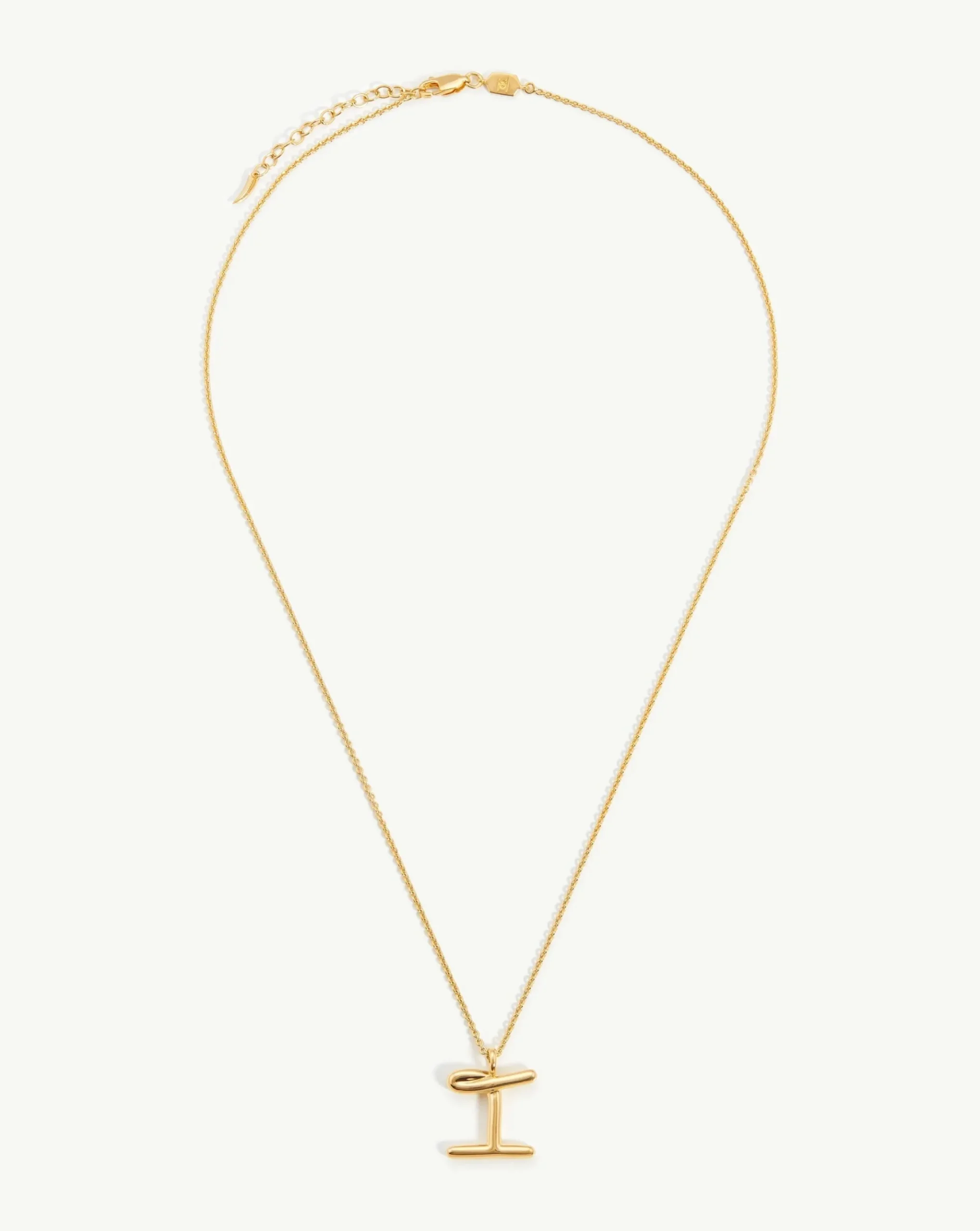 Curly Molten Initial Pendant Necklace - Initial I