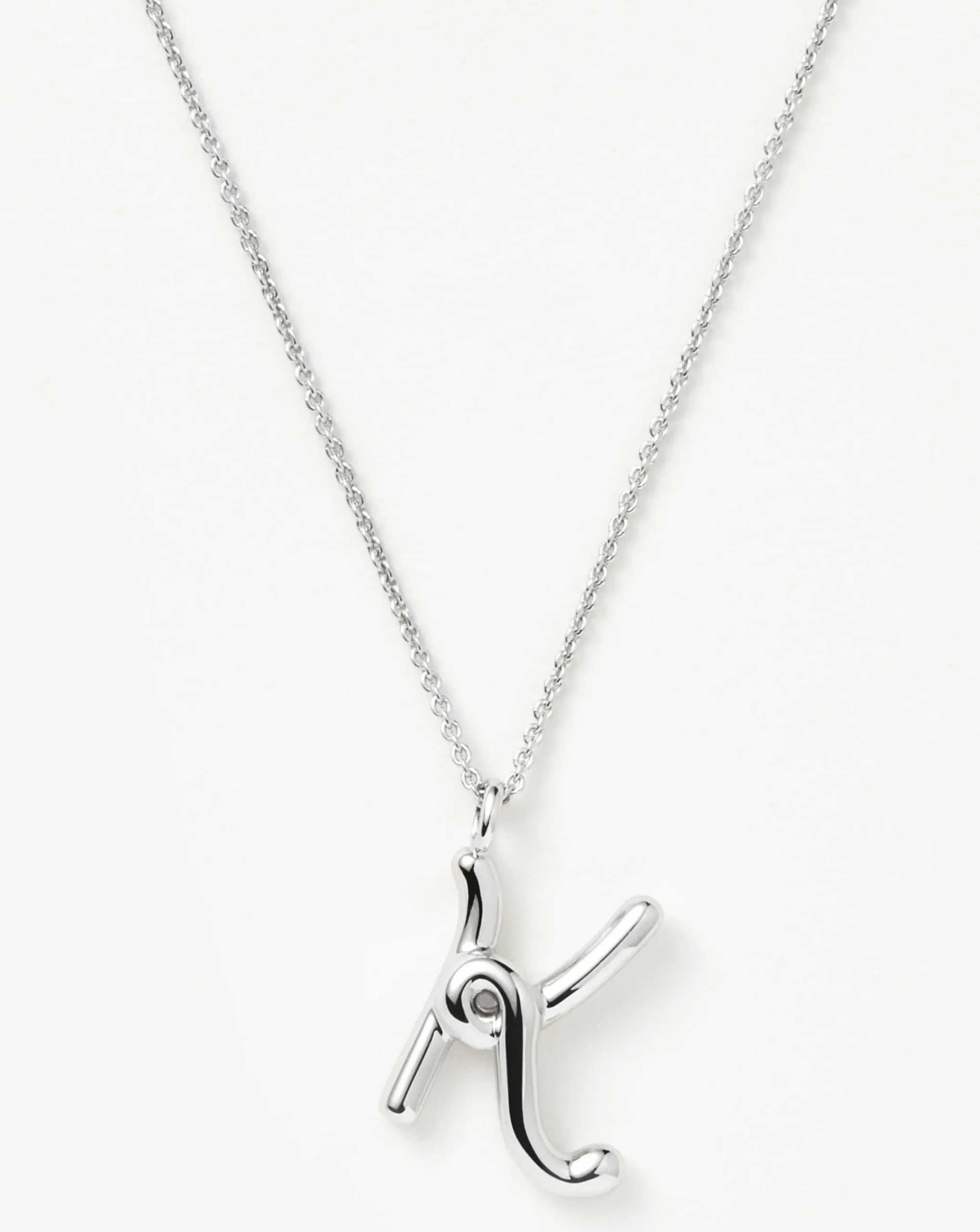 Curly Molten Initial Pendant Necklace - Initial K