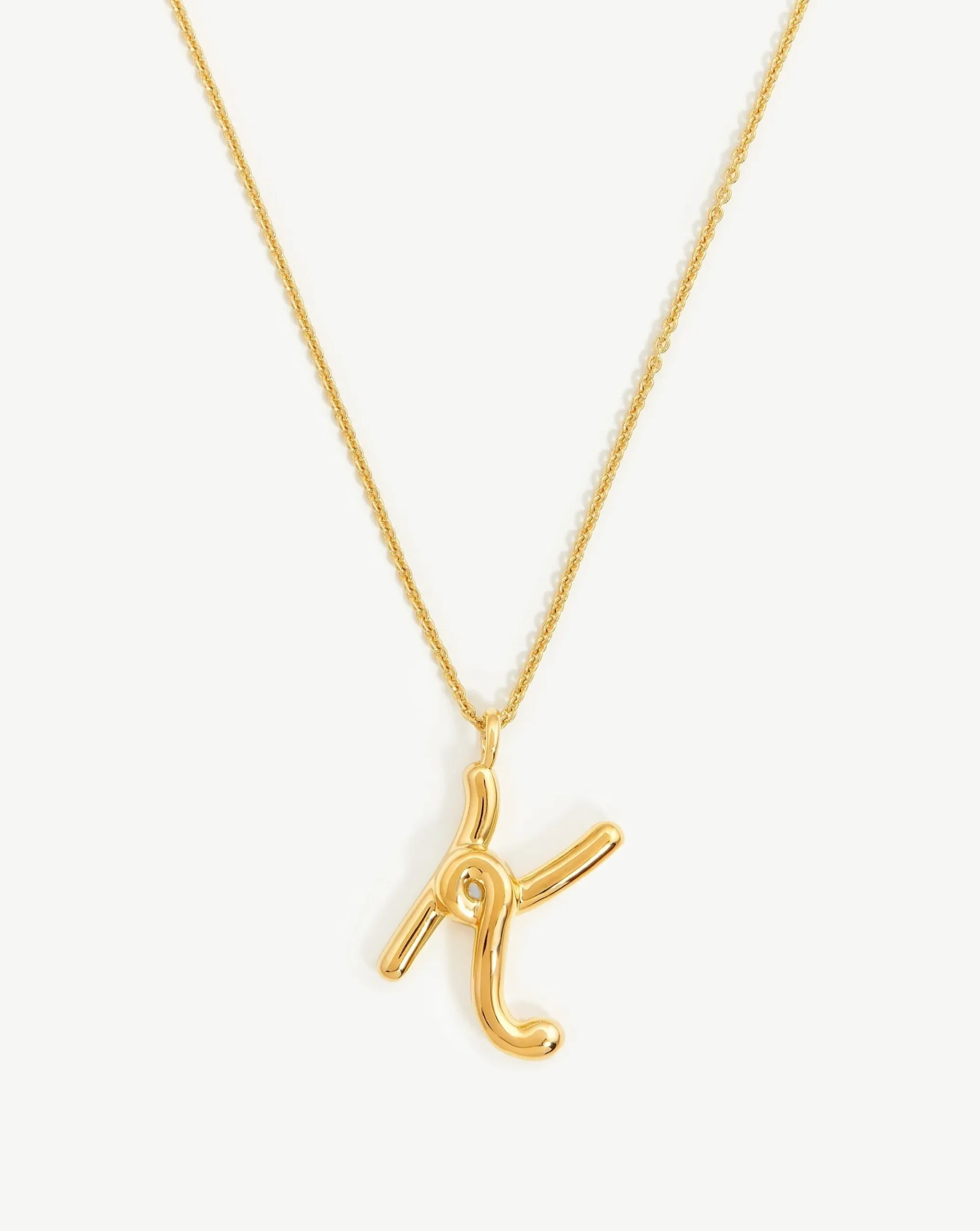 Curly Molten Initial Pendant Necklace - Initial K