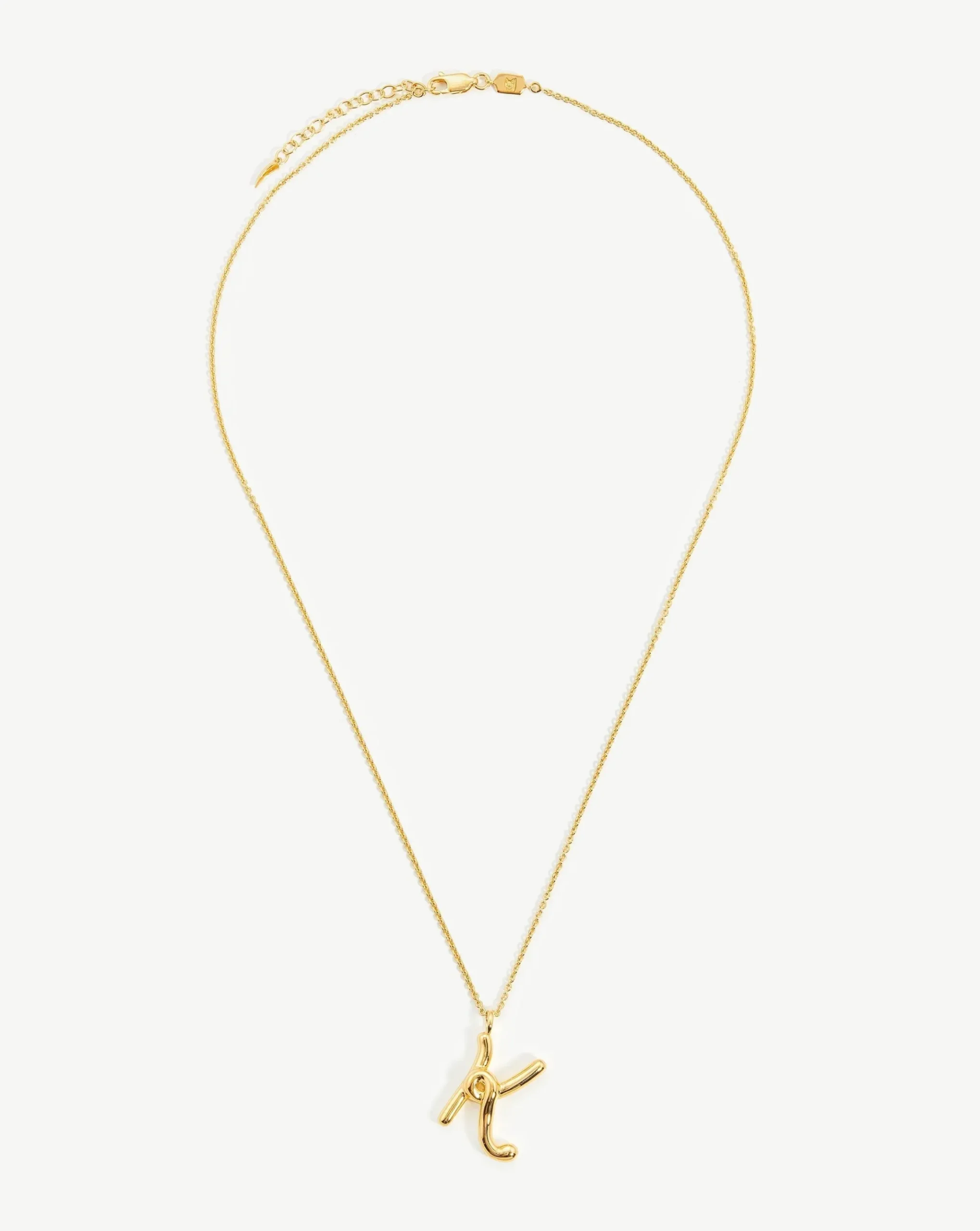 Curly Molten Initial Pendant Necklace - Initial K