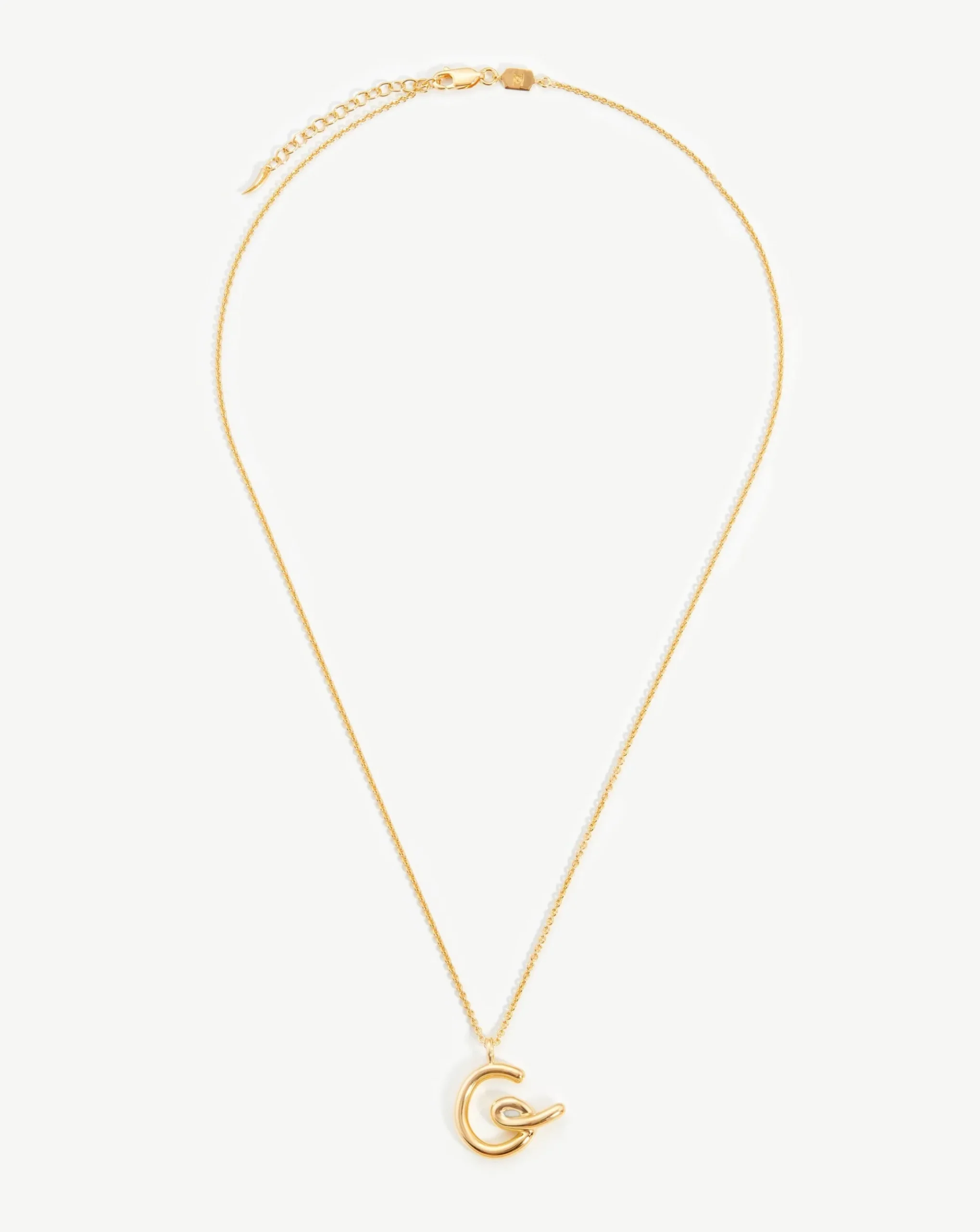 Curly Molten Initial Pendant Necklace - Initial G