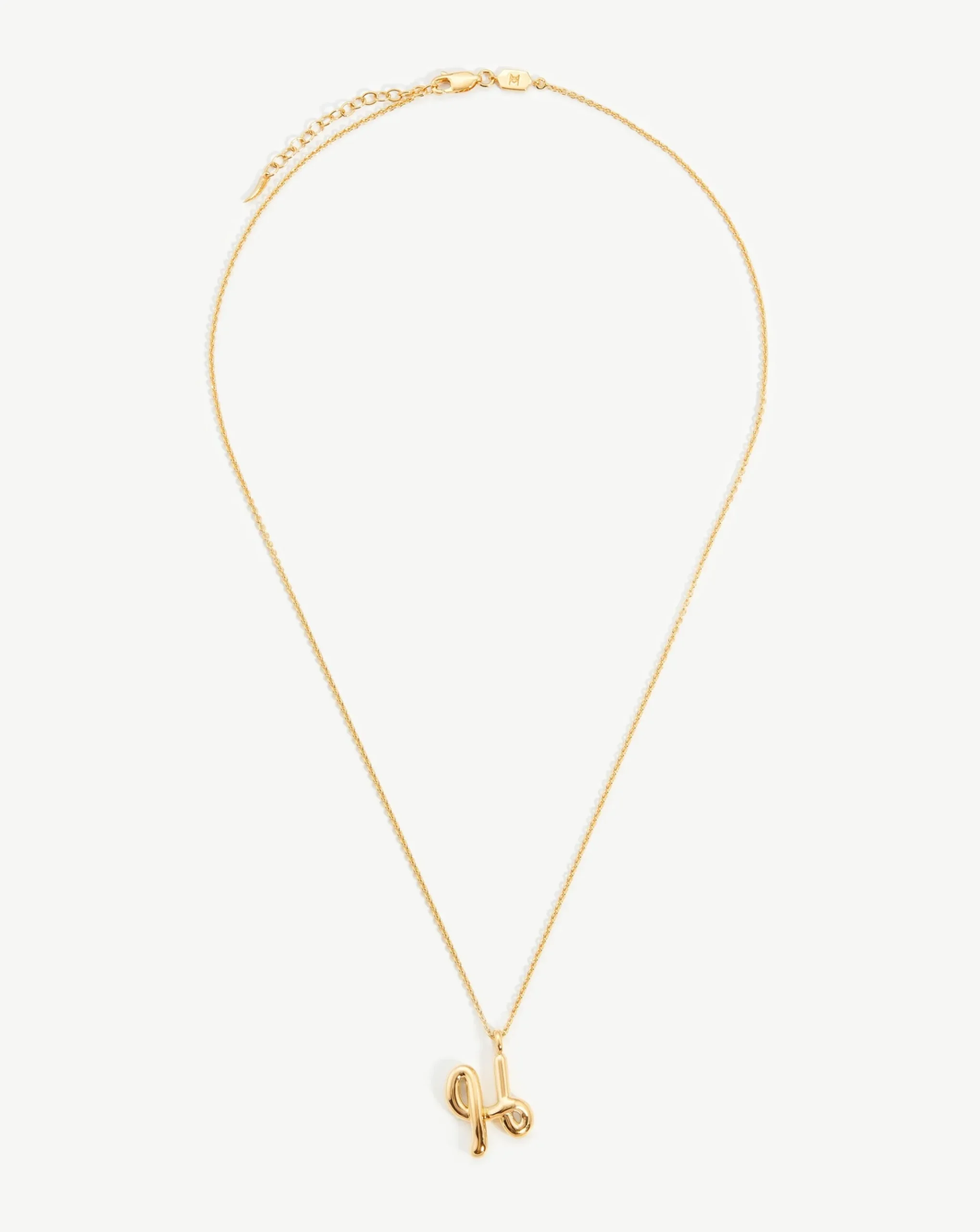 Curly Molten Initial Pendant Necklace - Initial H