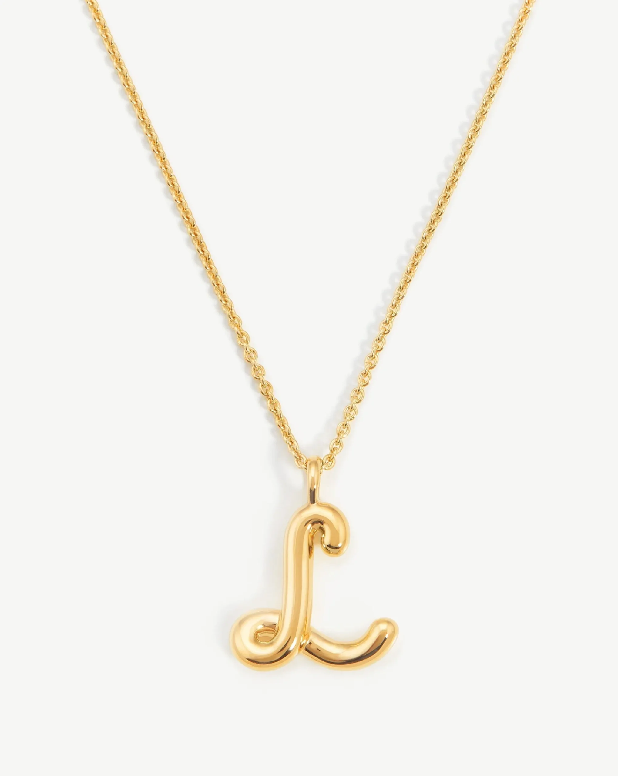 Curly Molten Initial Pendant Necklace - Initial L