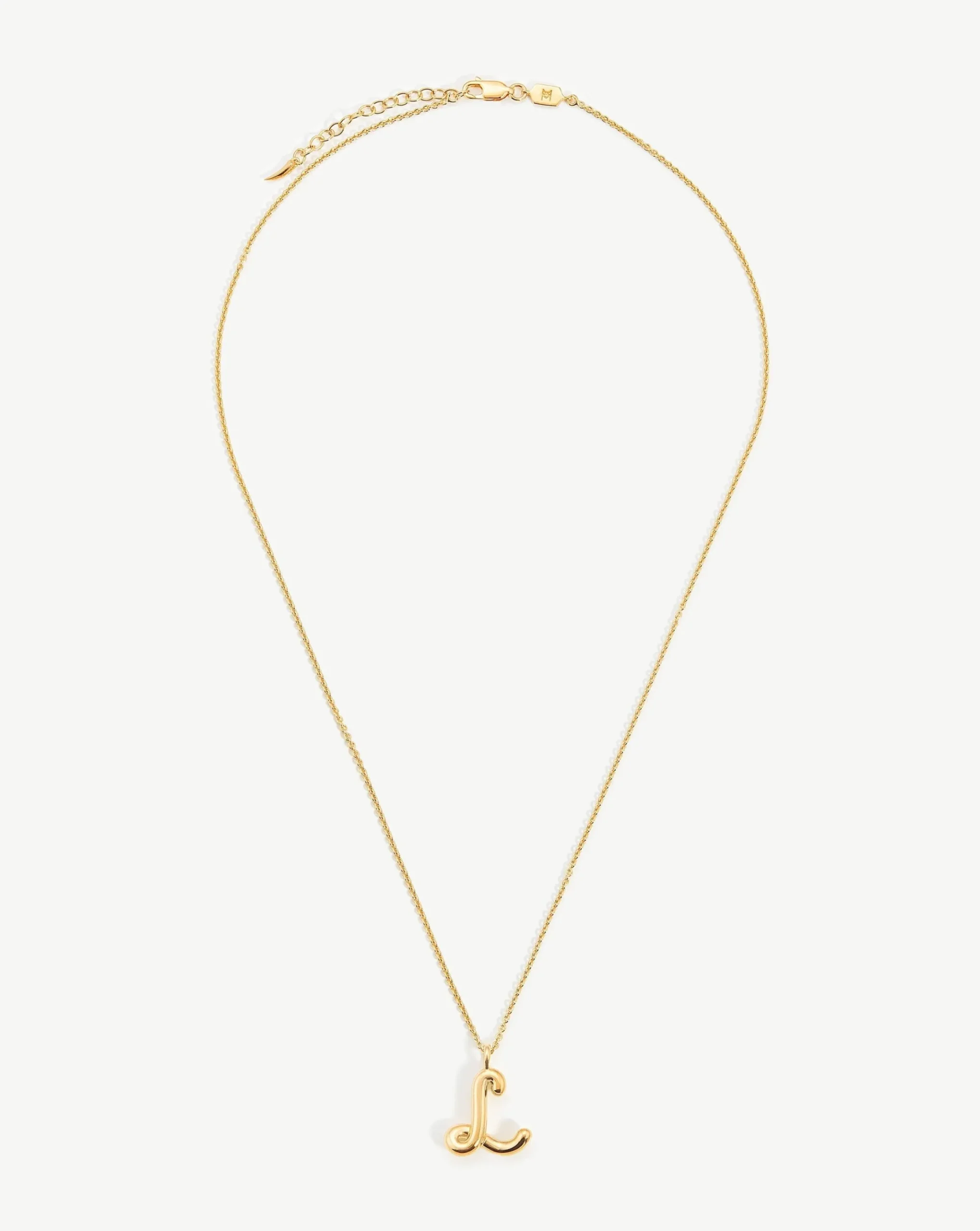 Curly Molten Initial Pendant Necklace - Initial L