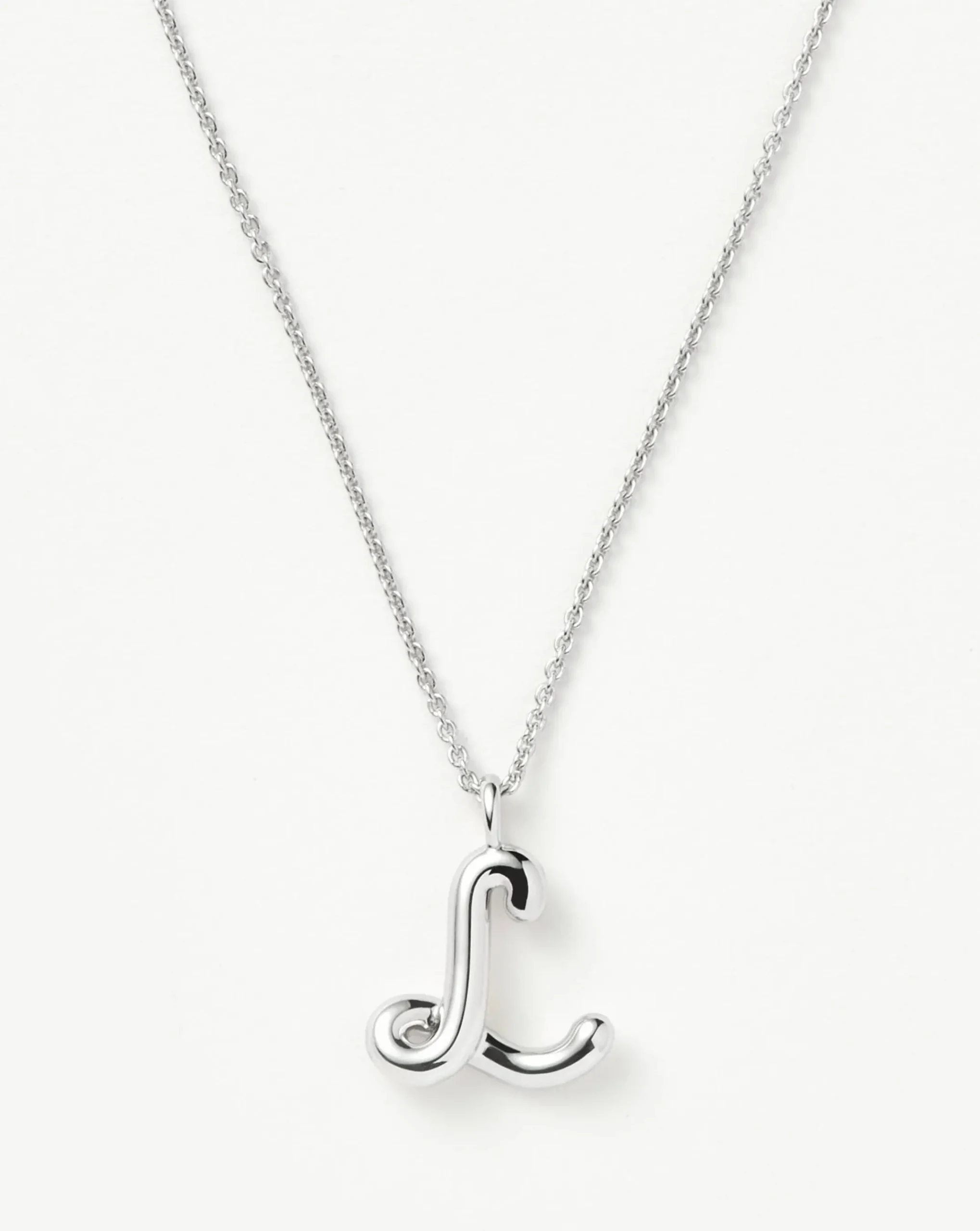 Curly Molten Initial Pendant Necklace - Initial L