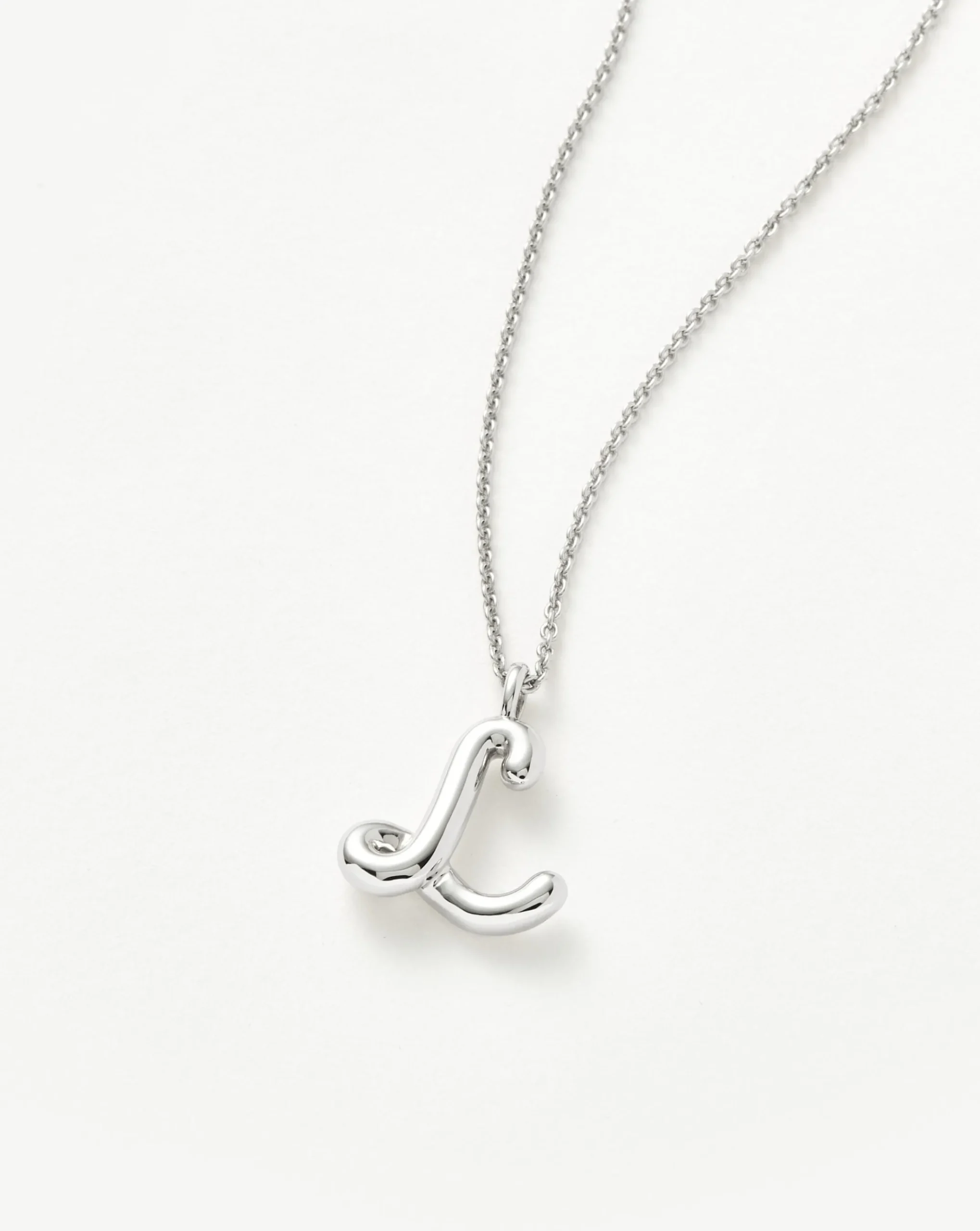 Curly Molten Initial Pendant Necklace - Initial L