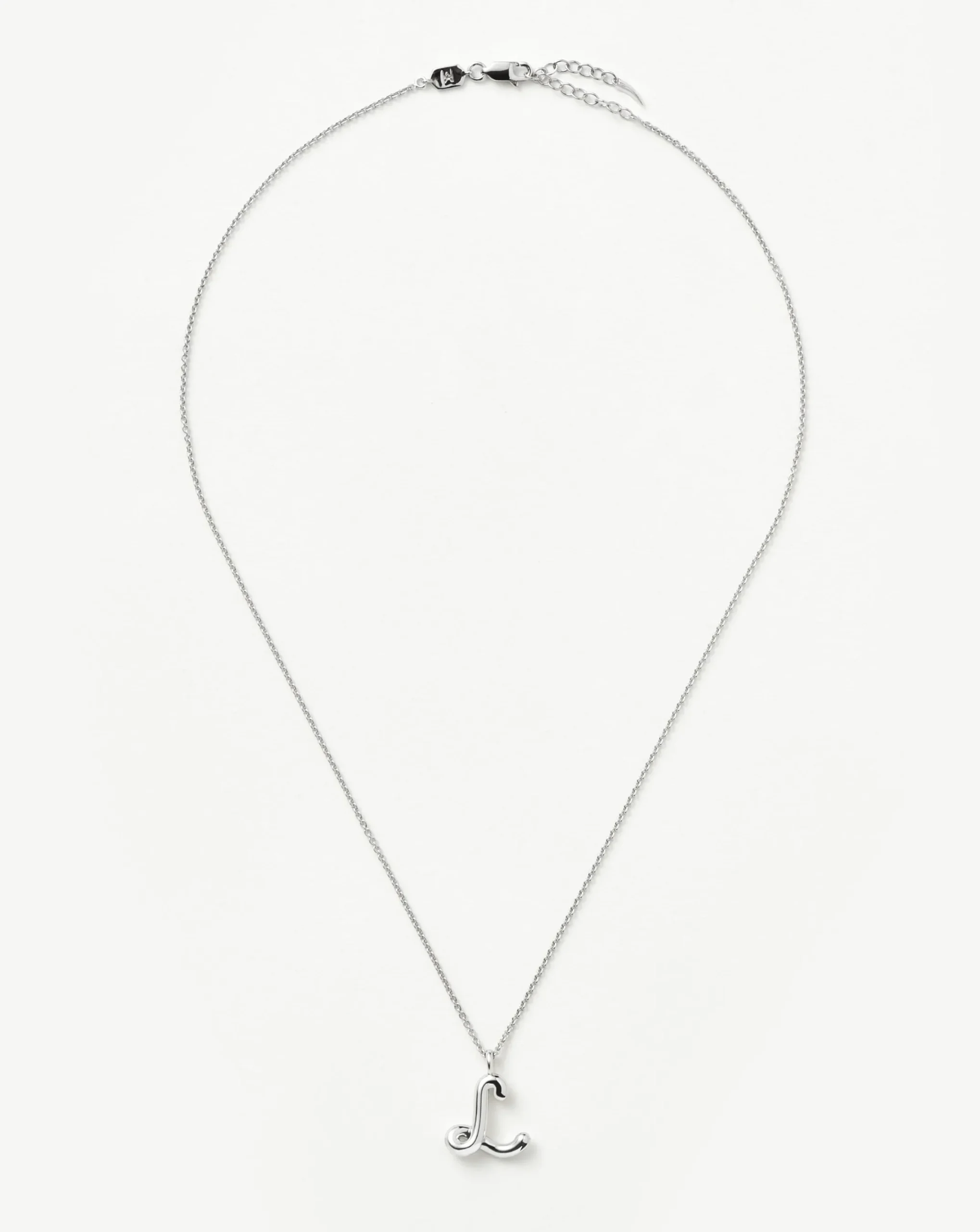 Curly Molten Initial Pendant Necklace - Initial L