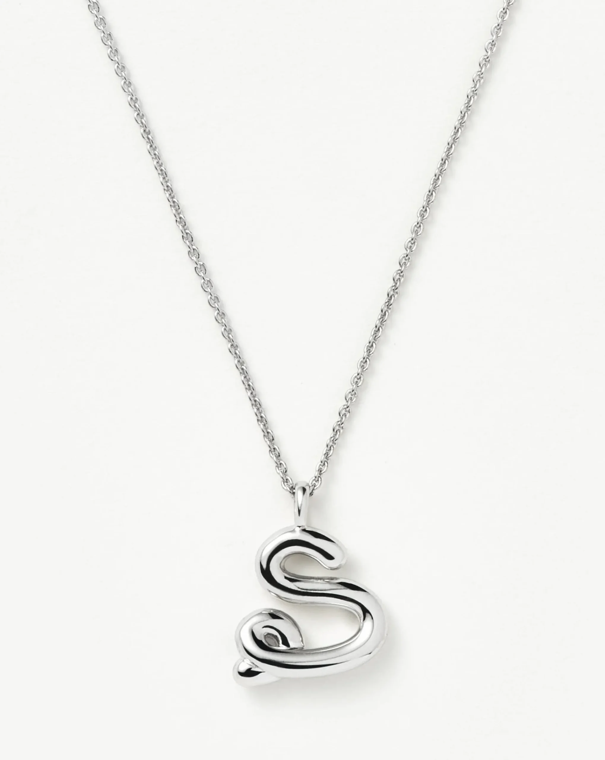 Curly Molten Initial Pendant Necklace - Initial S