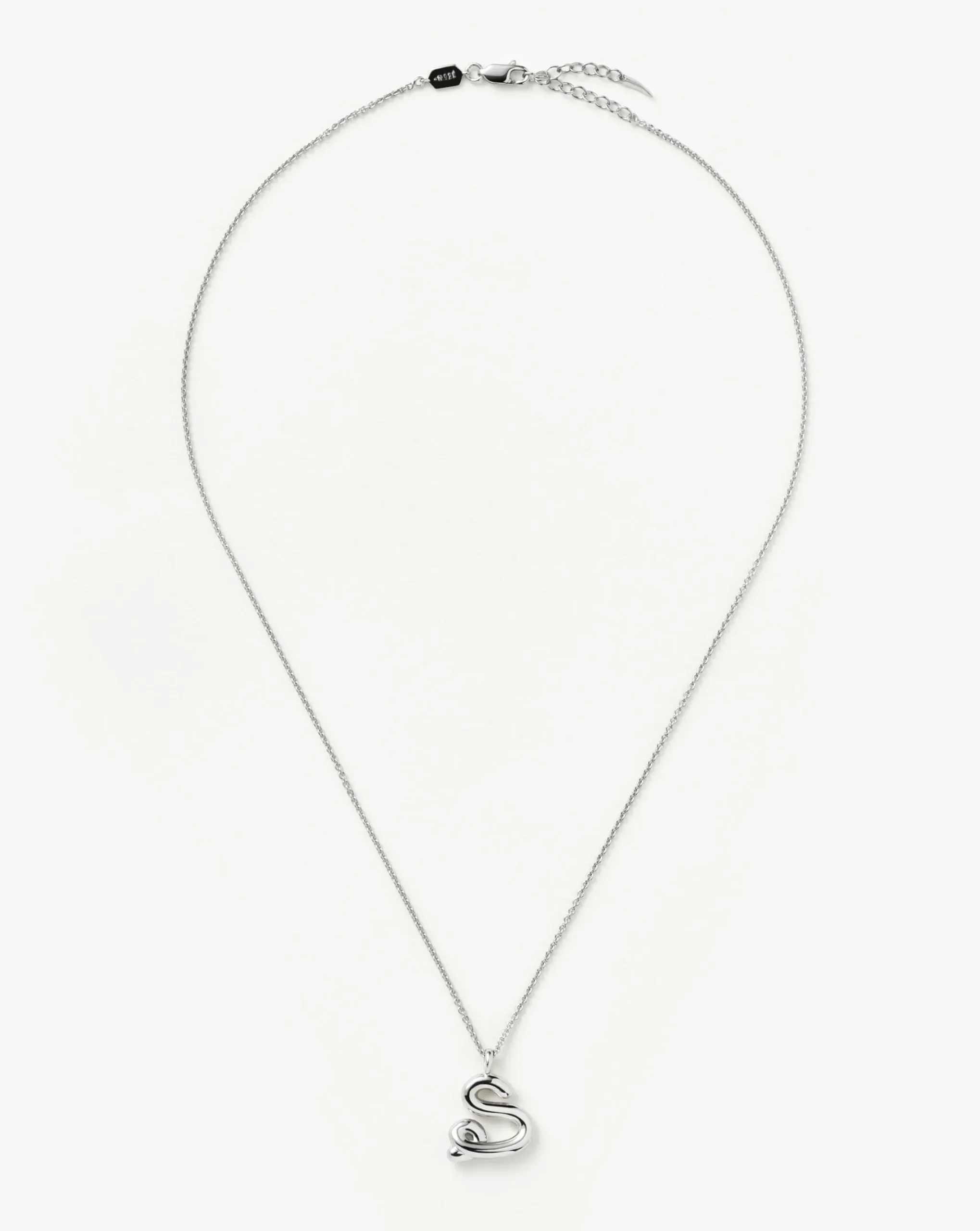 Curly Molten Initial Pendant Necklace - Initial S