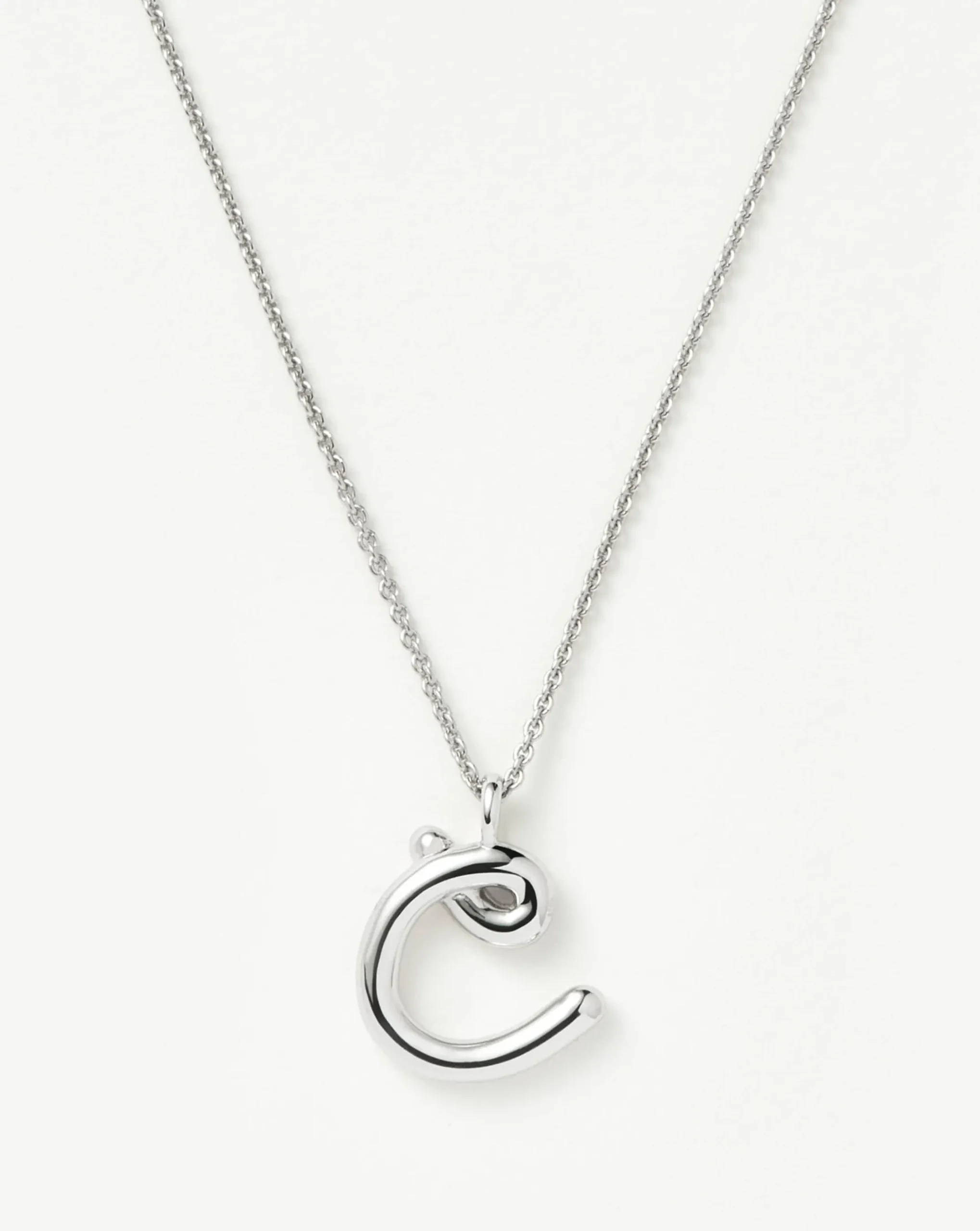 Curly Molten Initial Pendant Necklace - Initial C