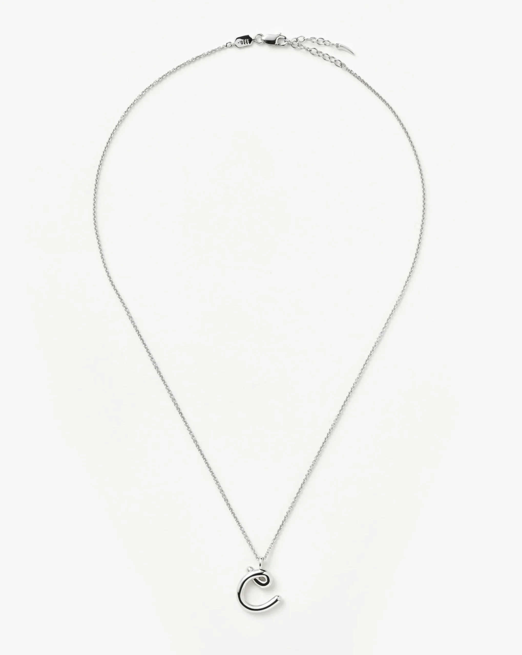 Curly Molten Initial Pendant Necklace - Initial C