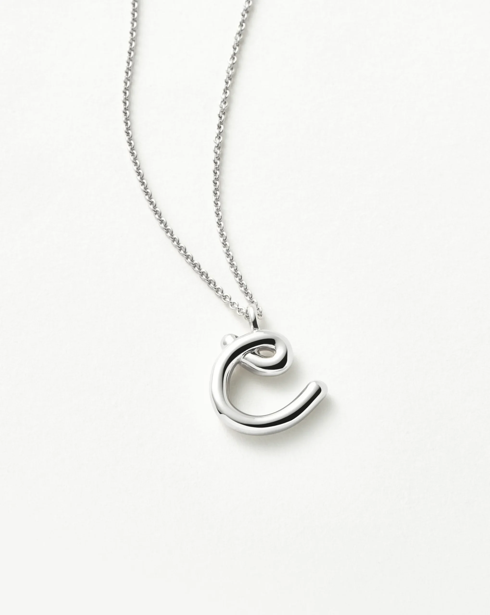 Curly Molten Initial Pendant Necklace - Initial C