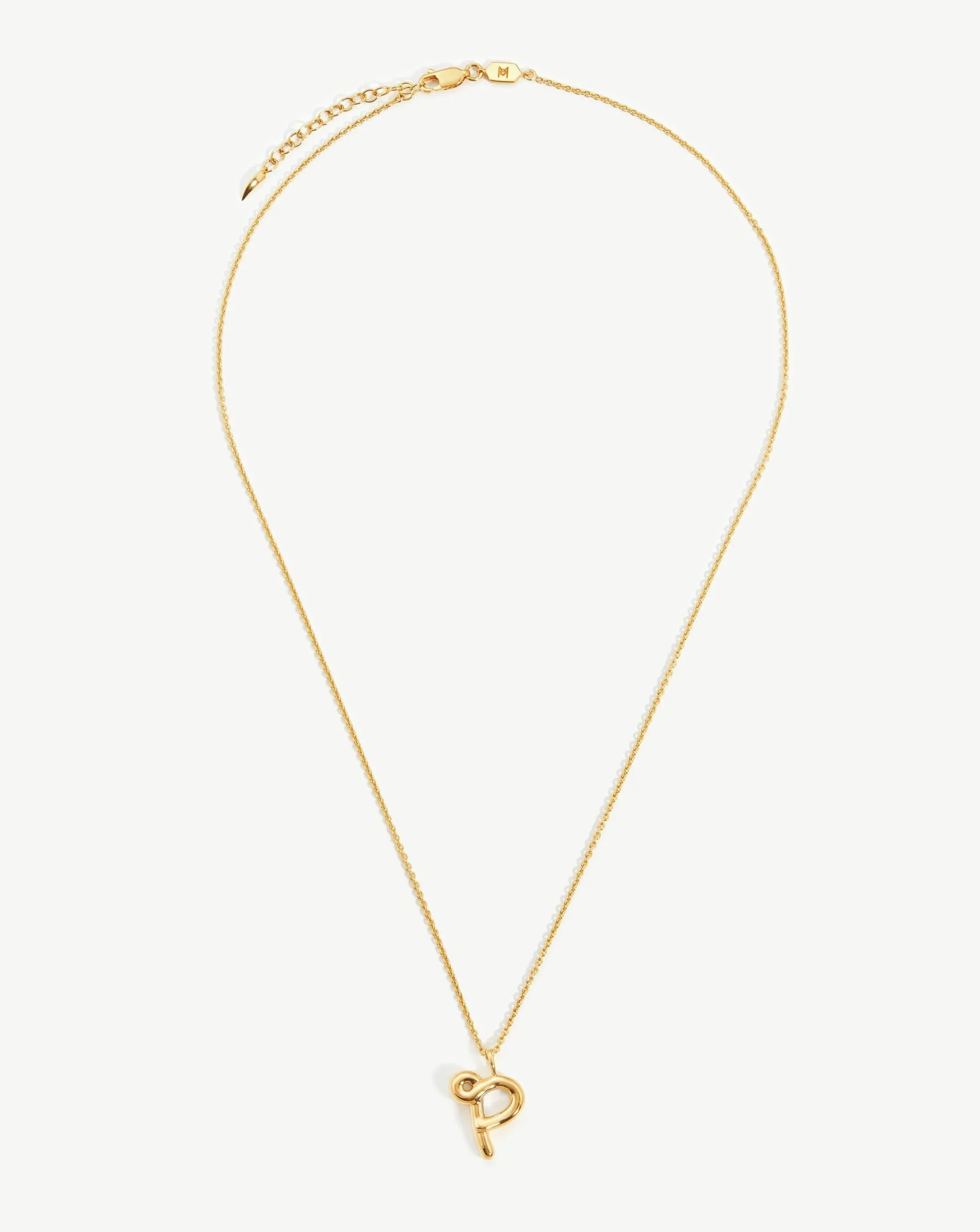 Curly Molten Initial Pendant Necklace - Initial P