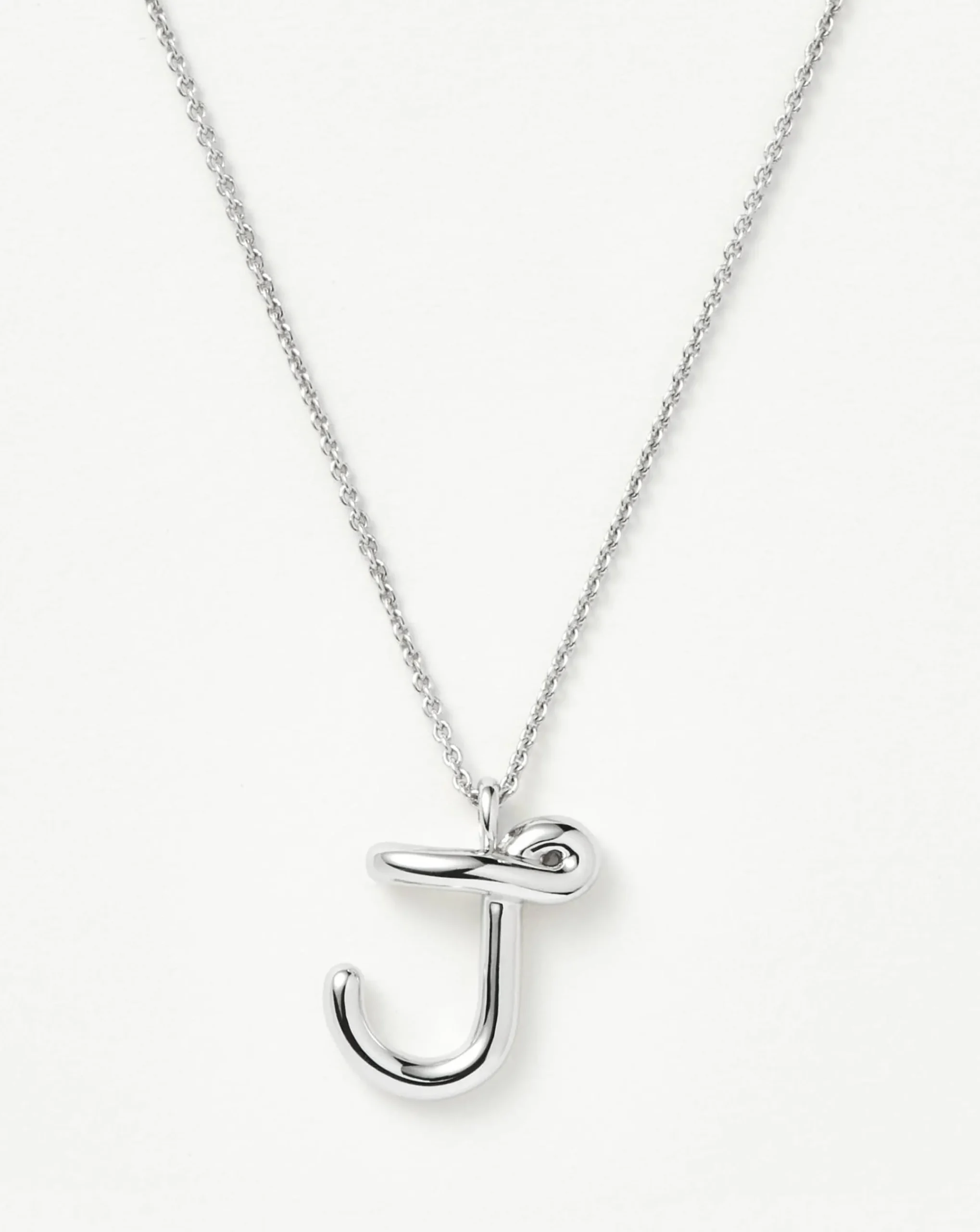 Curly Molten Initial Pendant Necklace - Initial J