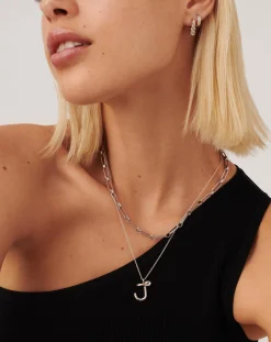 Curly Molten Initial Pendant Necklace - Initial J