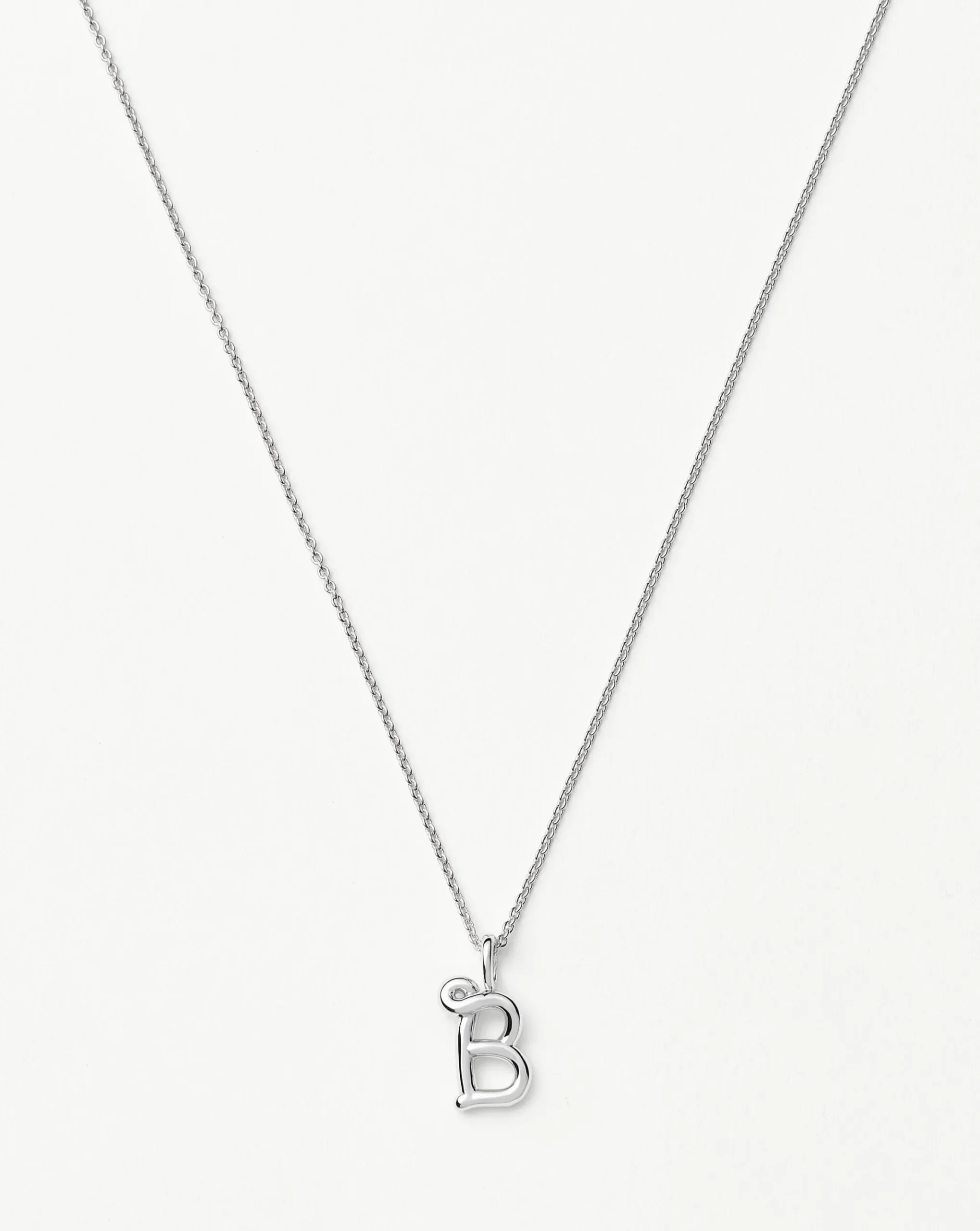 Curly Molten Mini Initial Necklace - B