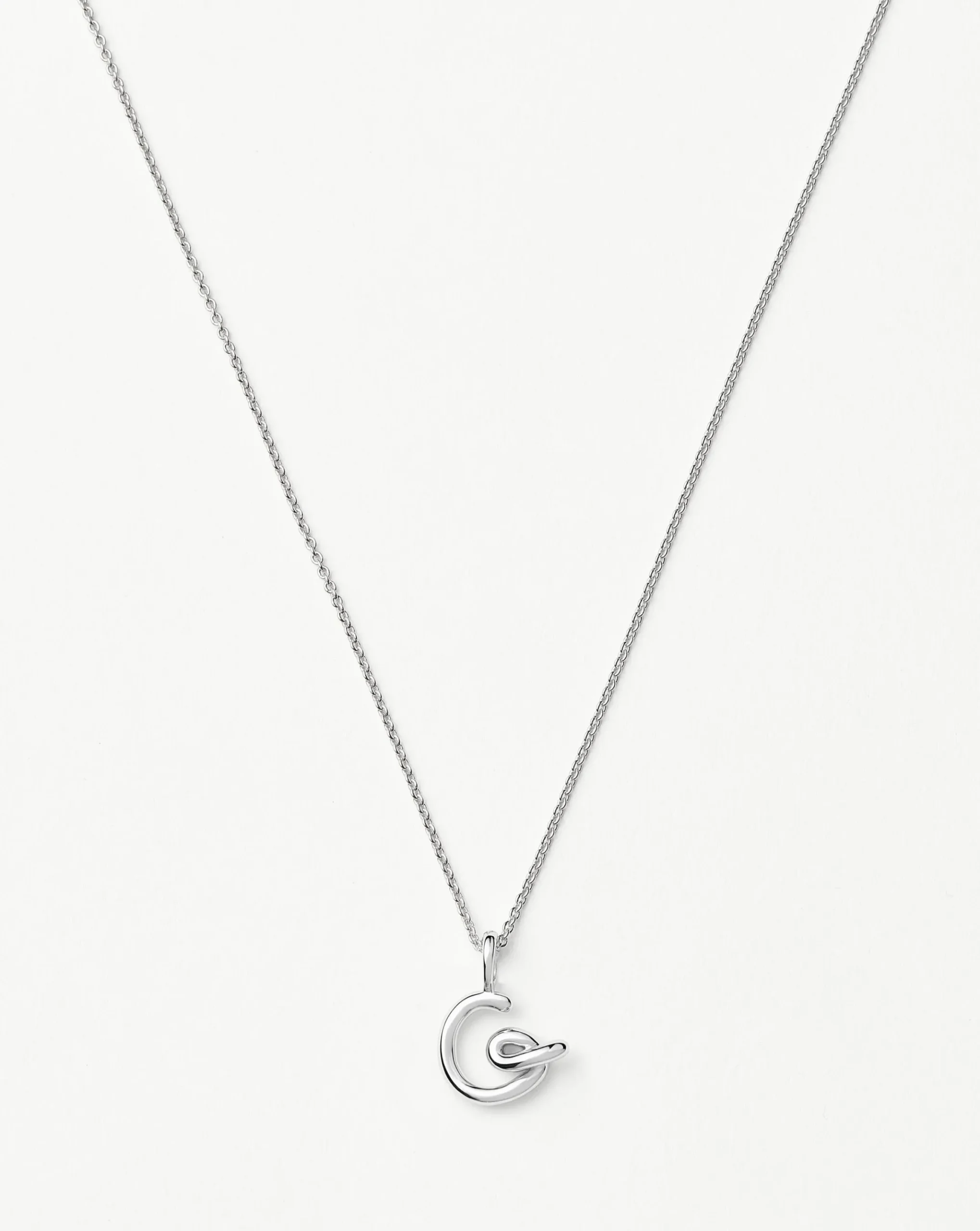 Curly Molten Mini Initial Necklace - G