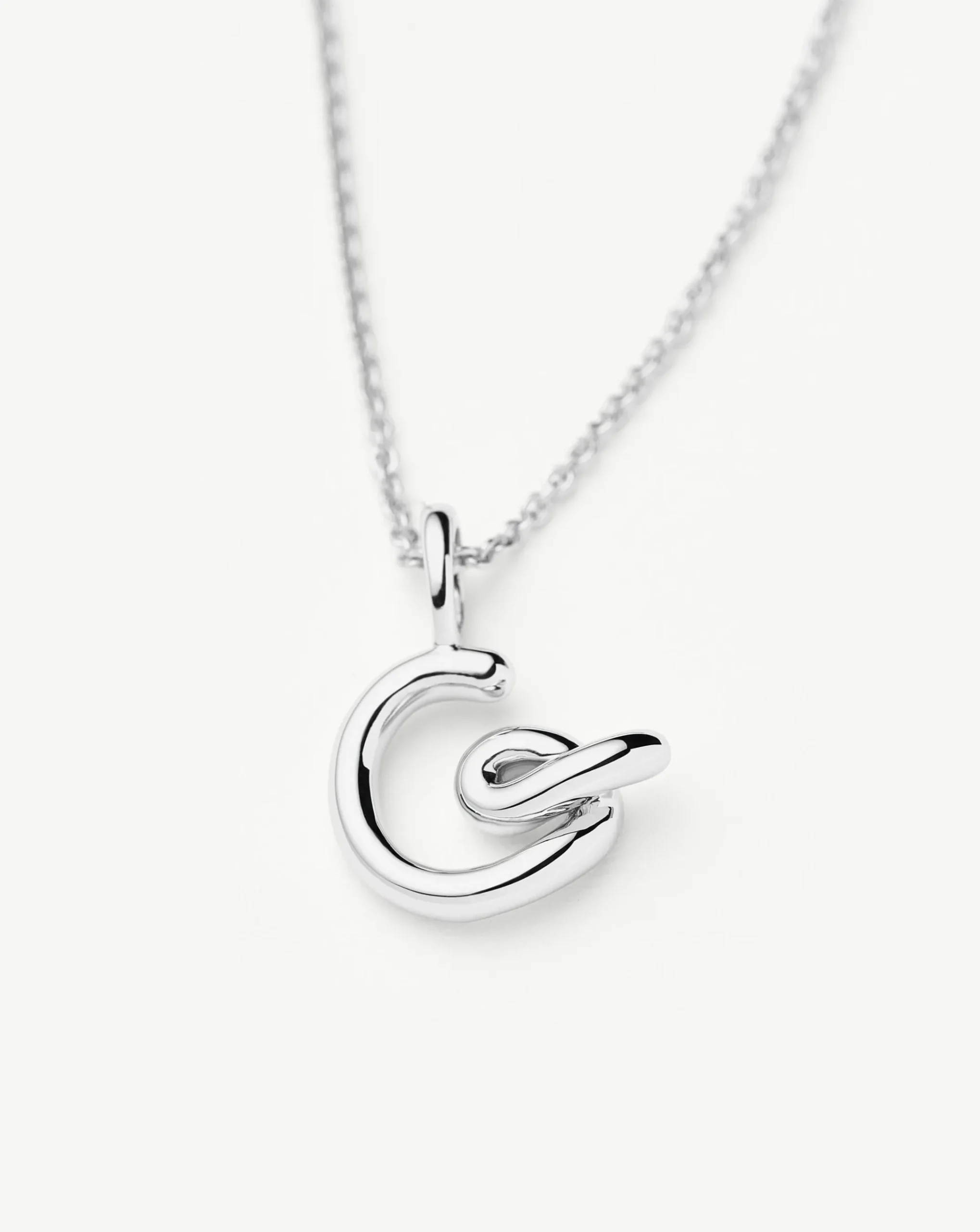 Curly Molten Mini Initial Necklace - G