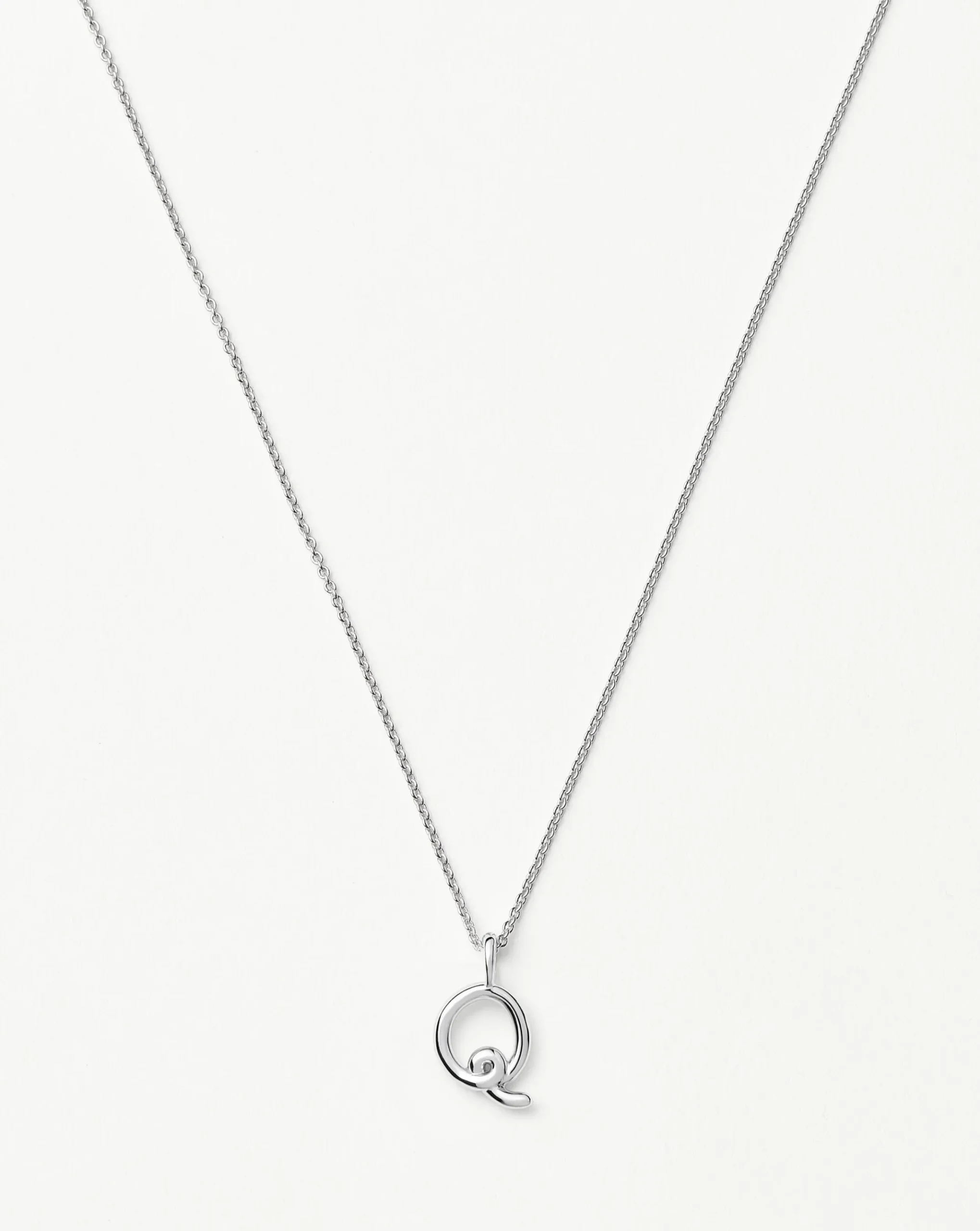 Curly Molten Mini Initial Necklace - Q
