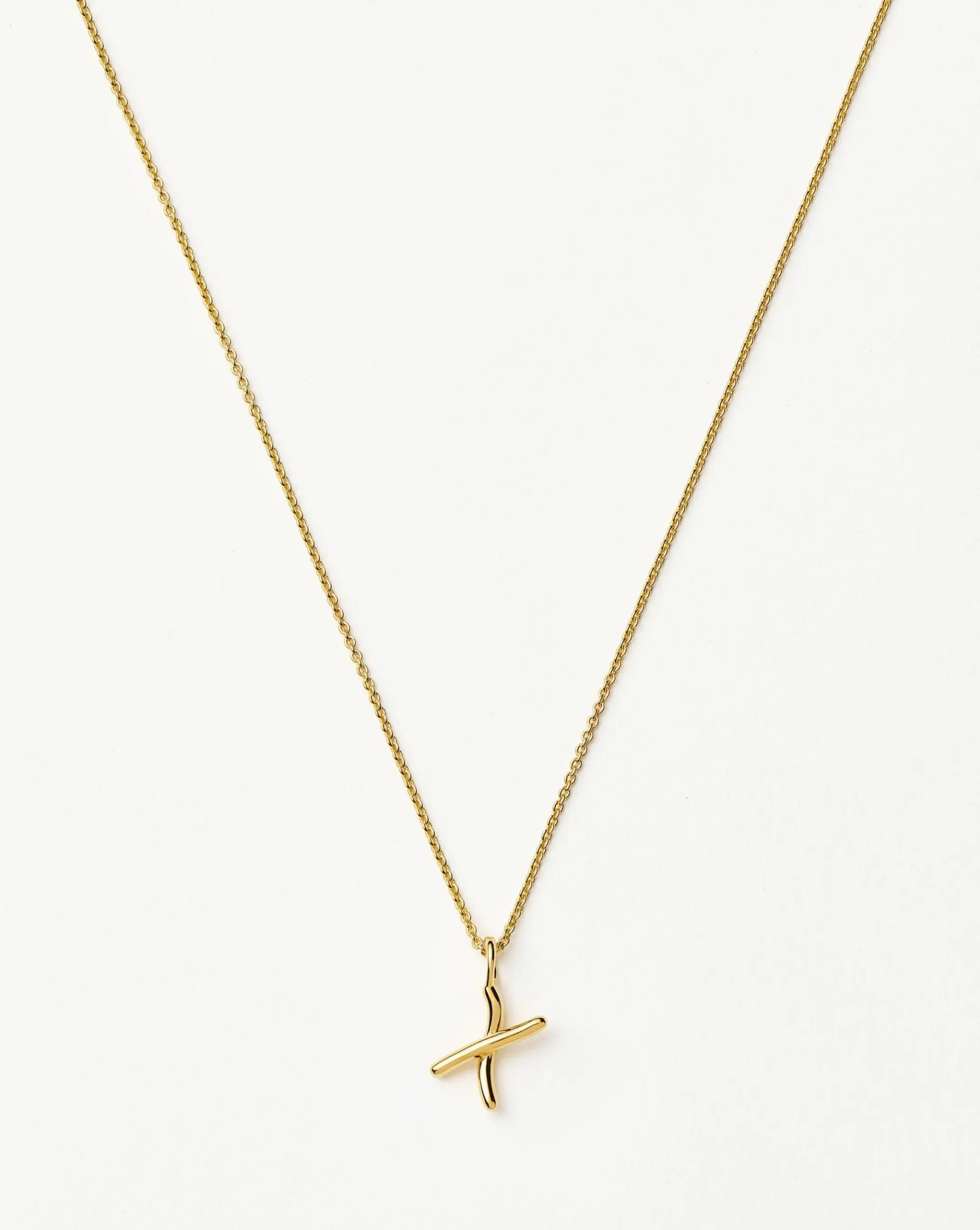 Curly Molten Mini Initial Necklace - X