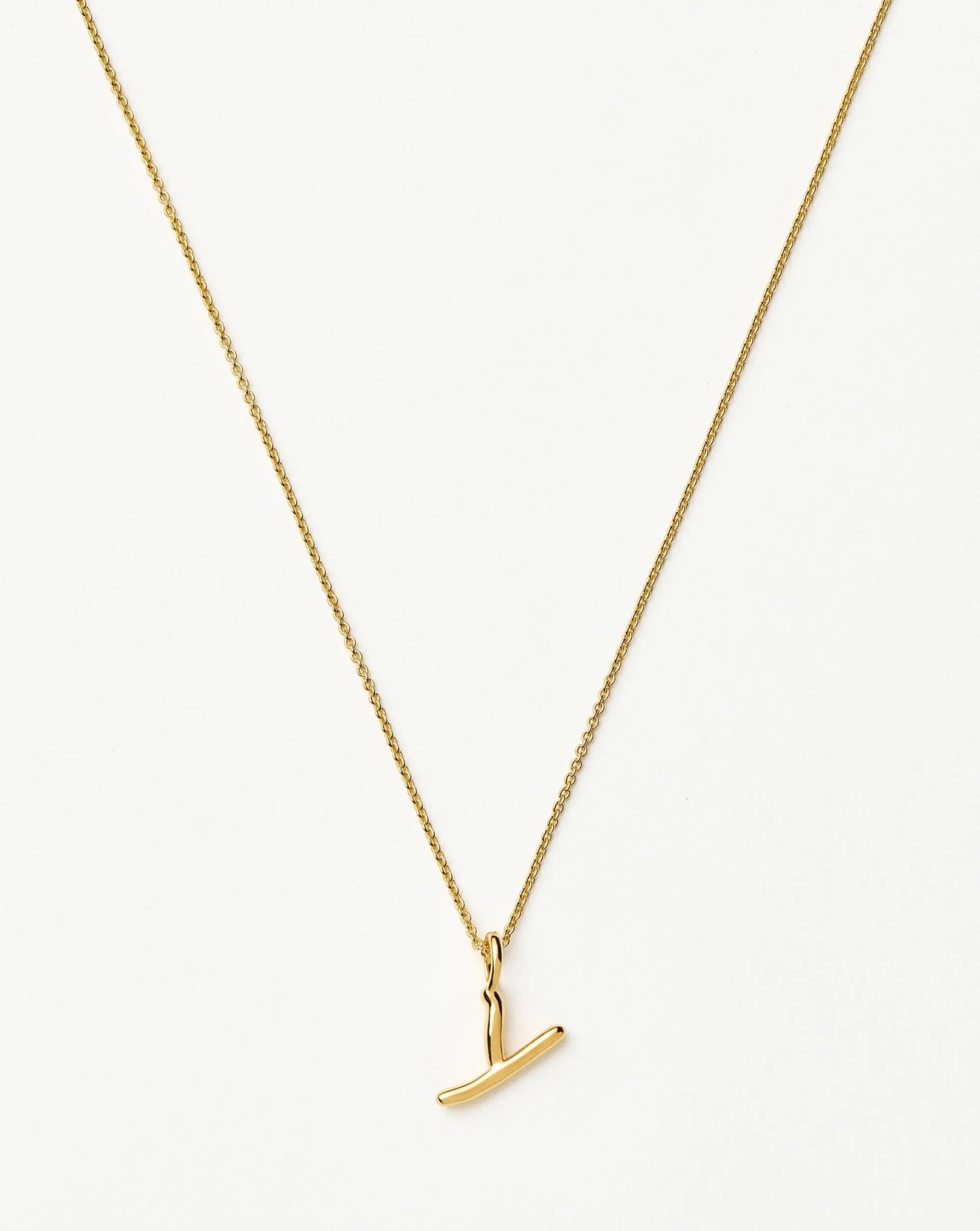 Curly Molten Mini Initial Necklace - Y
