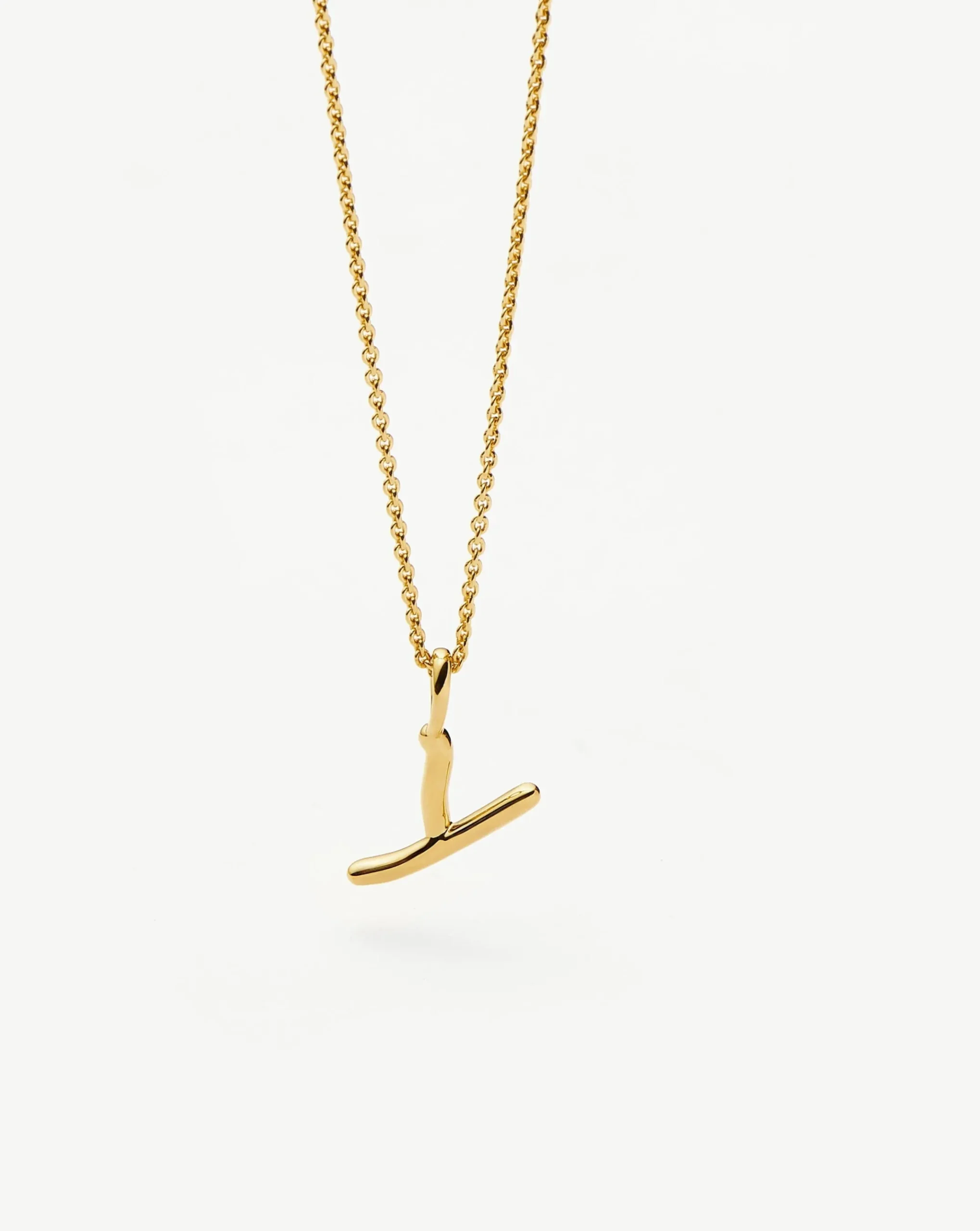 Curly Molten Mini Initial Necklace - Y