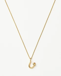Curly Molten Mini Initial Necklace - U