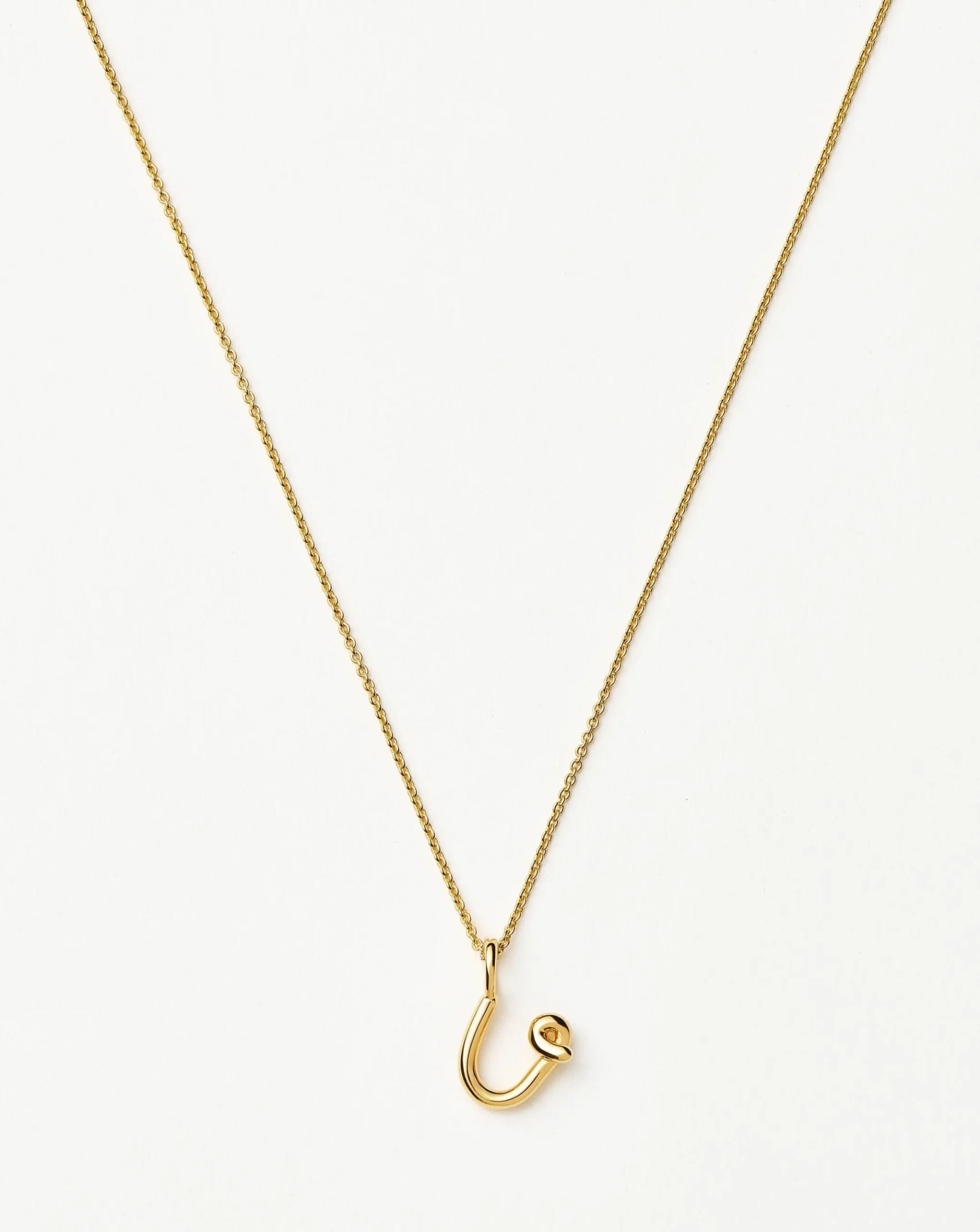 Curly Molten Mini Initial Necklace - U